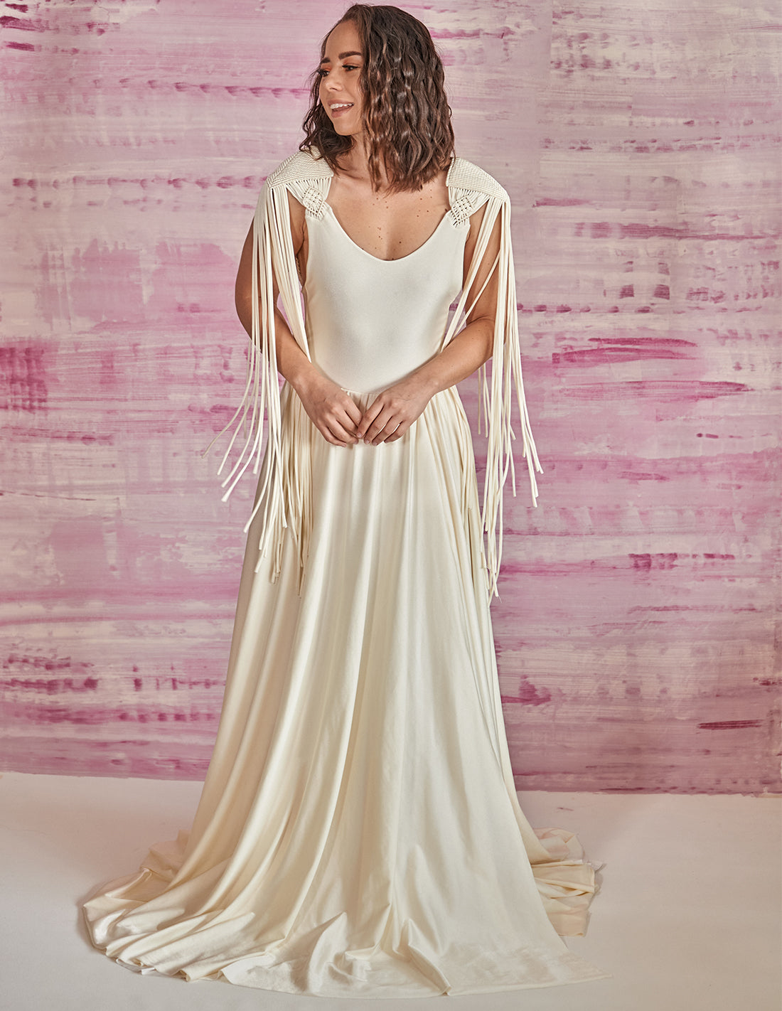 Atria Dress Ivory. Dress With Hand Woven Macramé In Ivory. Entreaguas