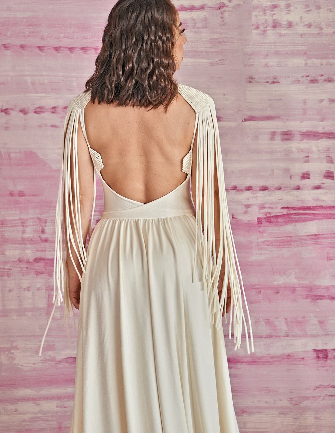 Atria Dress Ivory. Dress With Hand Woven Macramé In Ivory. Entreaguas