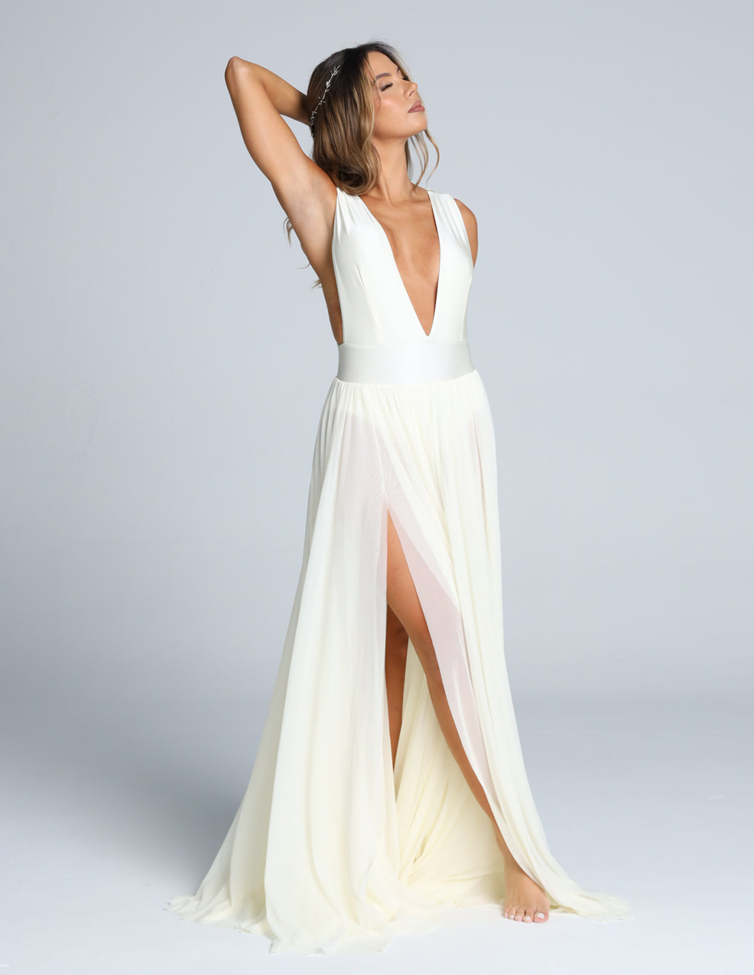 evening maxi dress Glitter Sleeveless Splitfront Evening Party Maxi Dress Wedding Party Dress