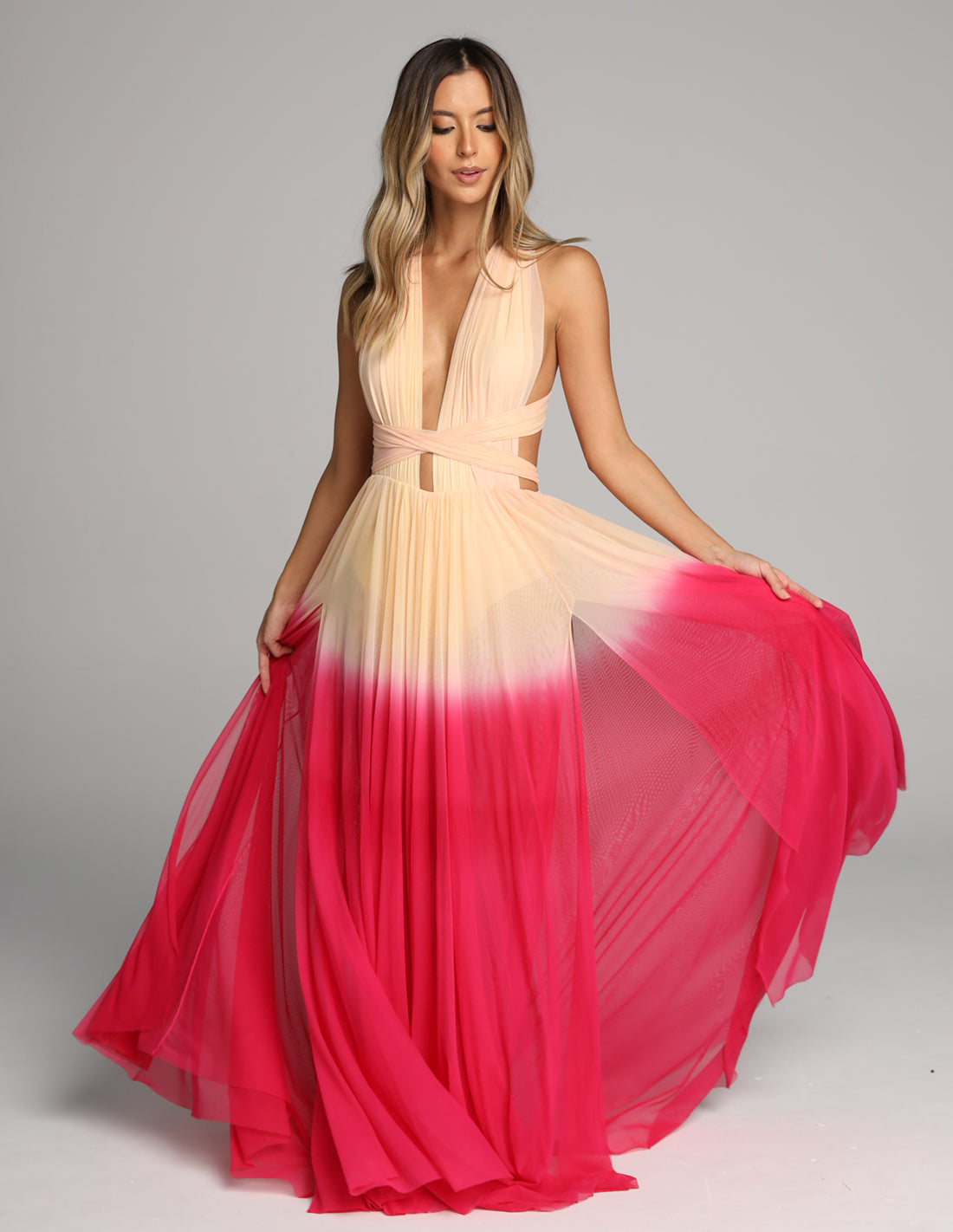 Hydra Dress Vanilla + Fuchsia - L / American Hydra Dress Vanilla + Fuchsia - L / American