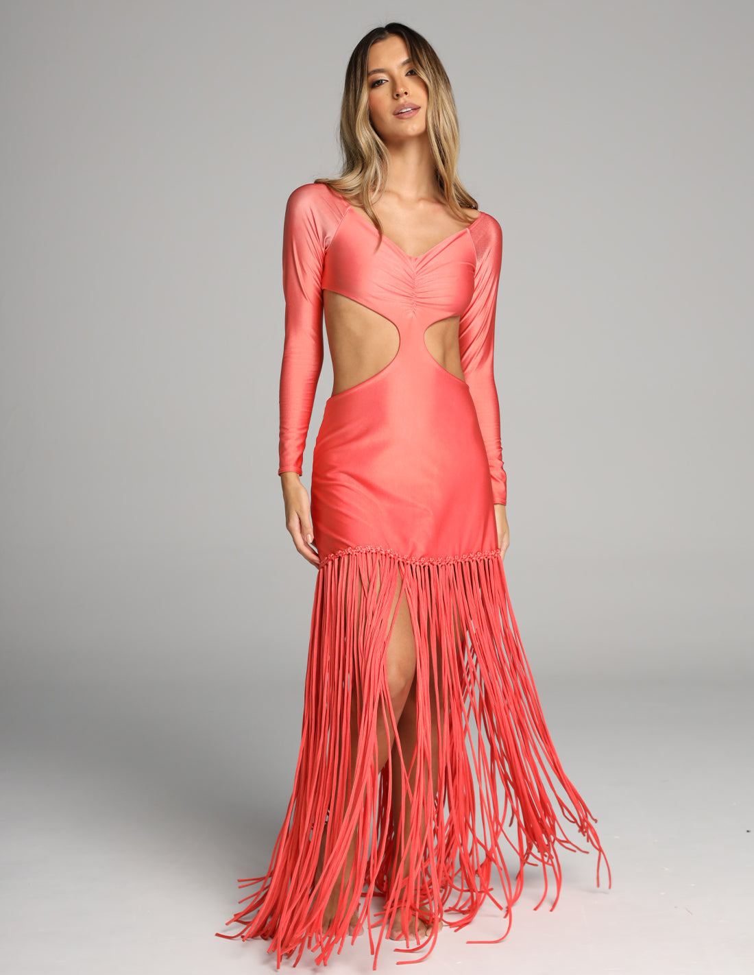 Aloha Dress Salmon Flower. Hand-Dyed Dress In Salmon Flower. Entreaguas