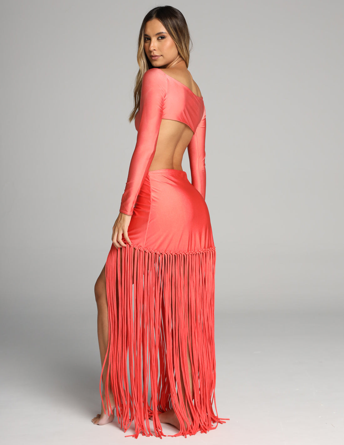 Aloha Dress Salmon Flower. Hand-Dyed Dress In Salmon Flower. Entreaguas