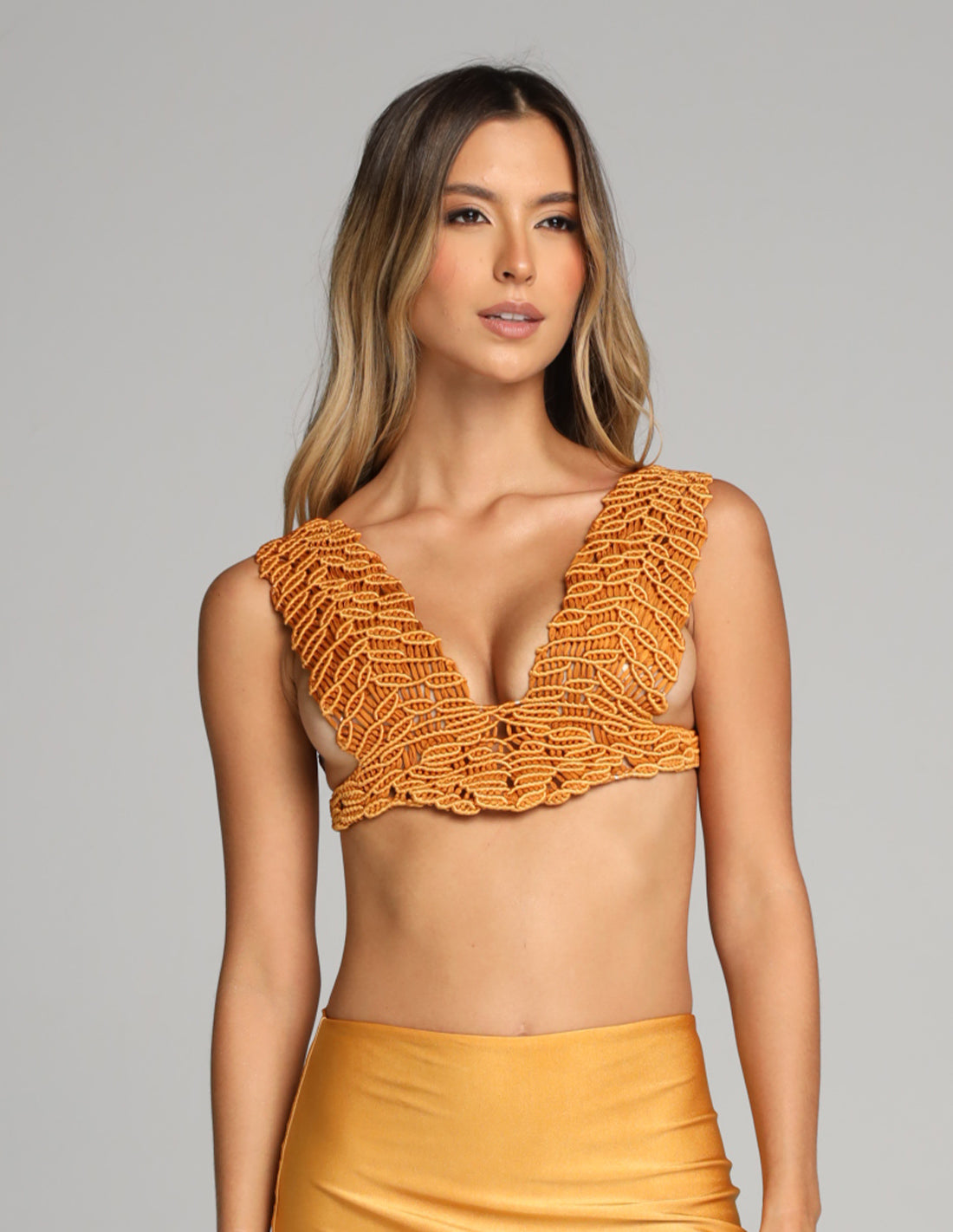 Crystal Crop Top Gold Mustard