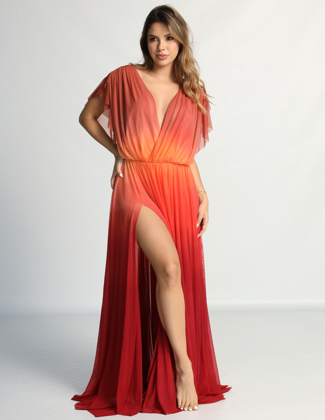 Grace Dress Salmon Flower + Tangerine. Hand-Dyed Dress In Salmon Flower + Tangerine. Entreaguas