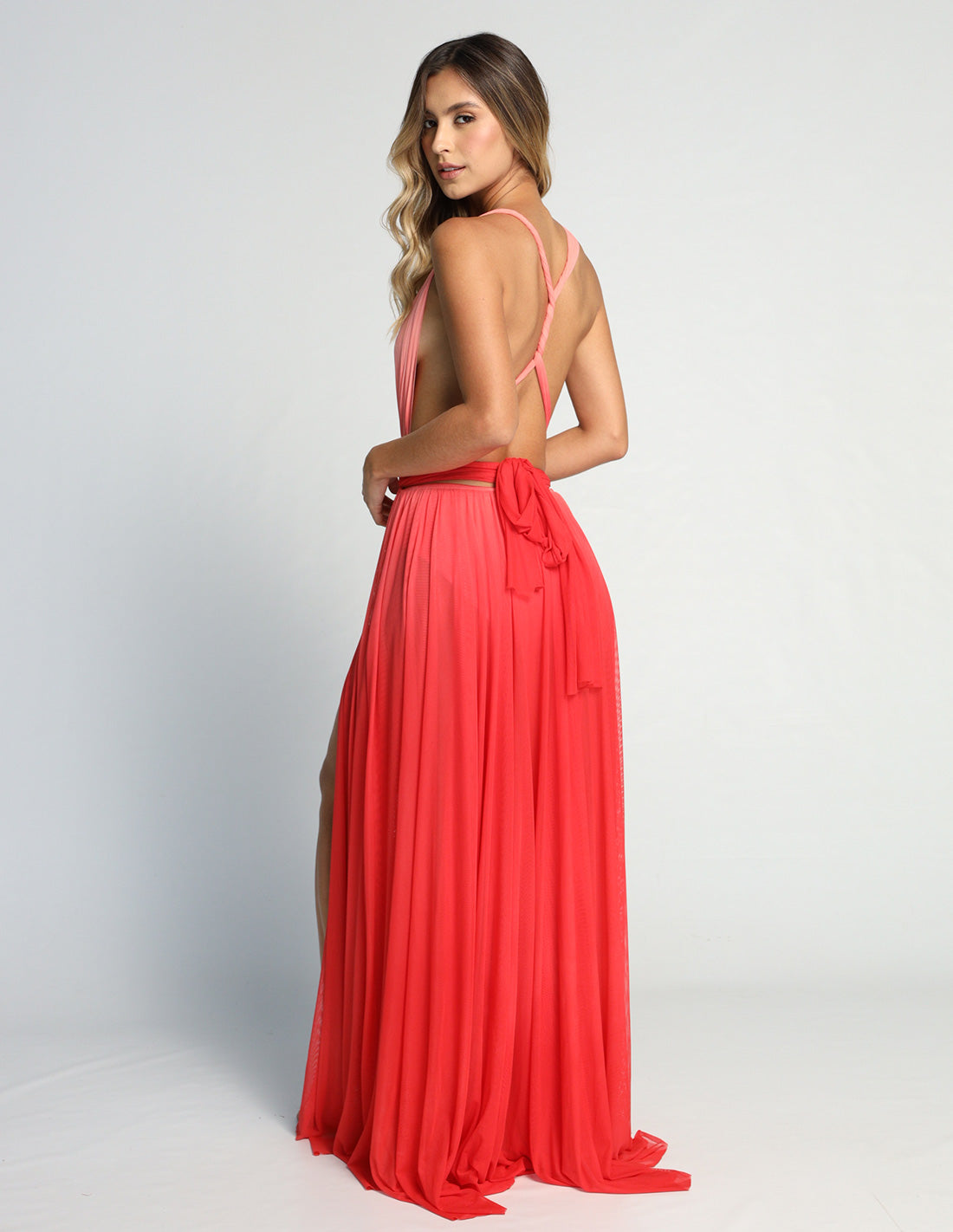 Hydra Dress Ivory + Tomato