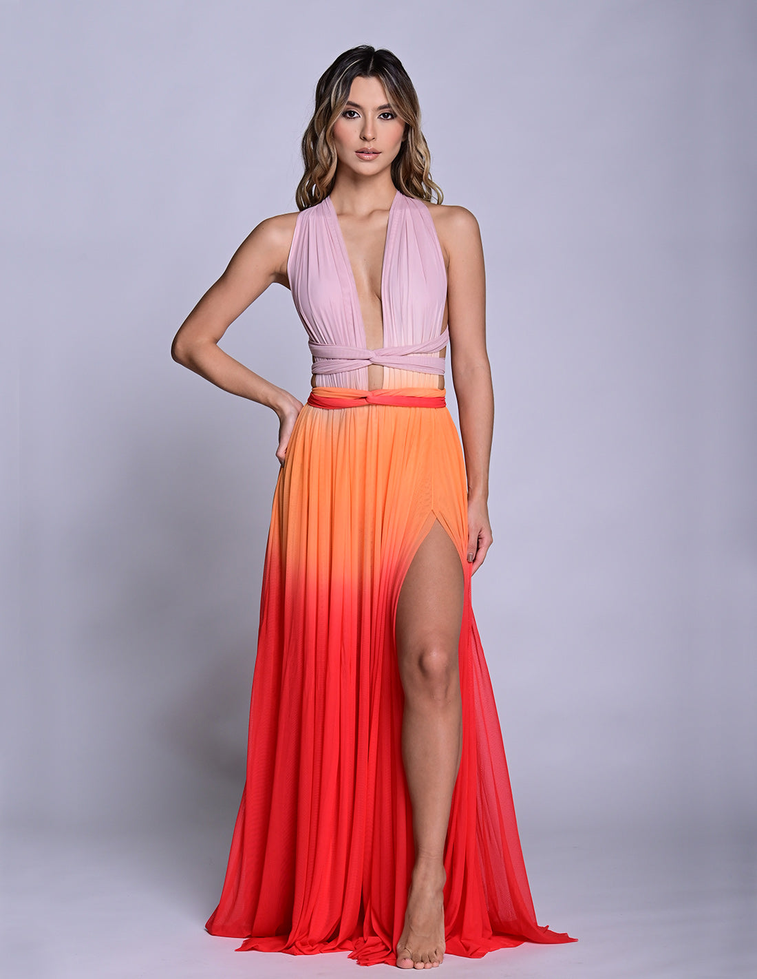 nursing bridesmaid dress Hydra Dress Coral Blush + Tangerine + Tomato