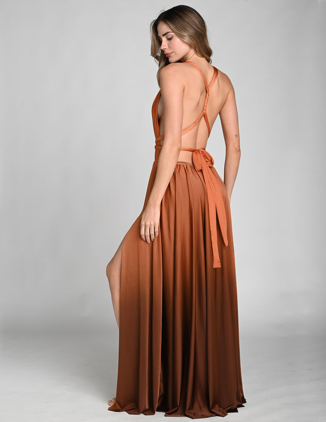 Pluton Dress Ochre + Brown. Hand-Dyed Dress In Ochre + Brown