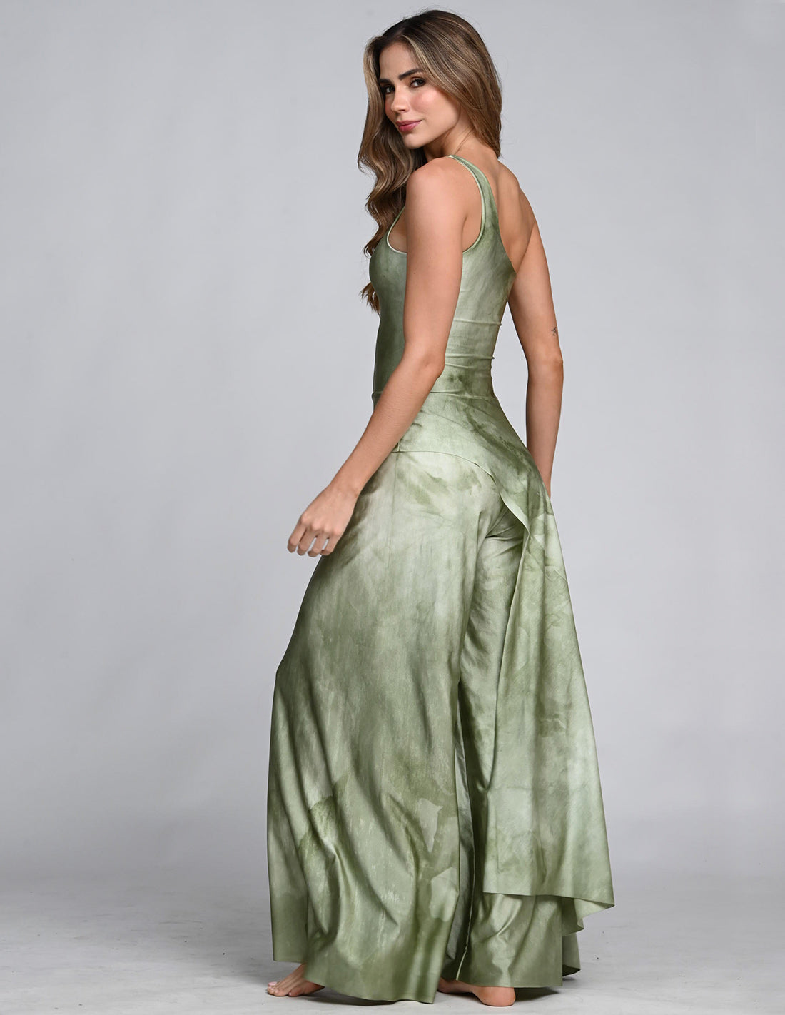 Altair Jumpsuit Spotted Turf Green. Hand-Dyed Jumpsuit In Spotted Turf Green