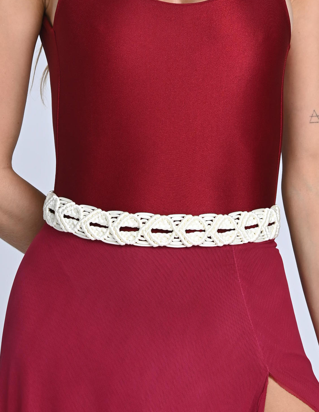 Asha Belt Ivory. Belt With Hand Woven Macramé In Ivory