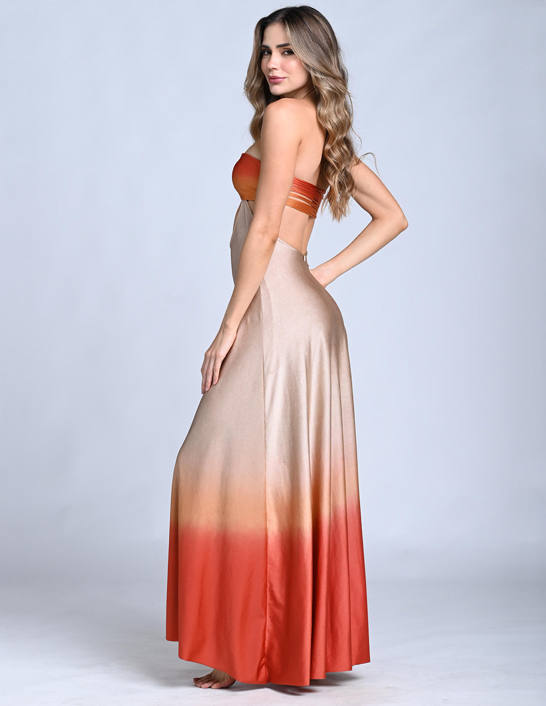 Cartagena Skirt Sand + Orange + Red. Hand-Dyed Skirt In Sand + Orange + Red