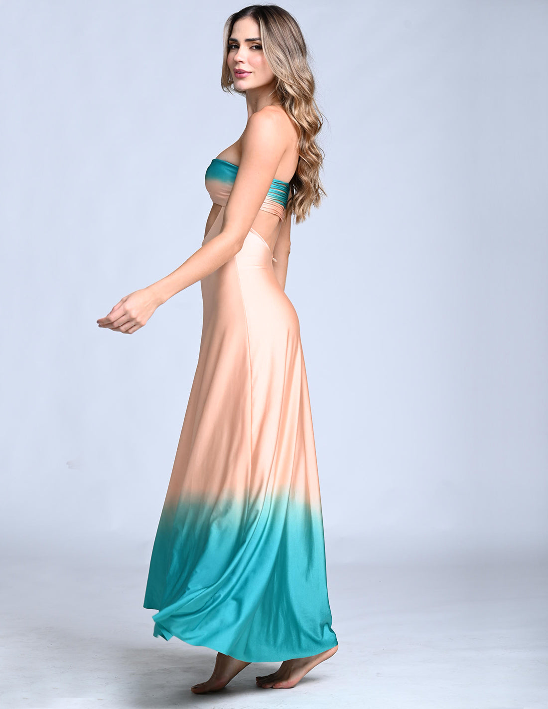 Cartagena Skirt Soft Pink + Turquoise. Hand-Dyed Skirt In Soft Pink + Turquoise