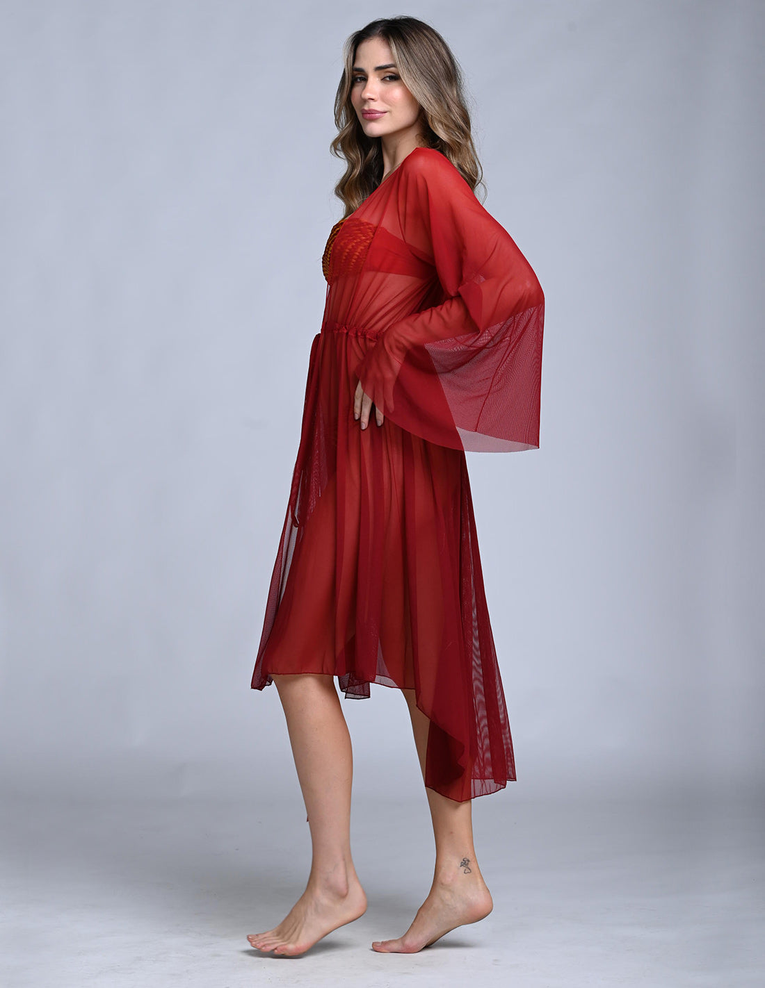 Eni Kimono Faded Wild Wine. Hand-Dyed Kimono In Faded Wild Wine