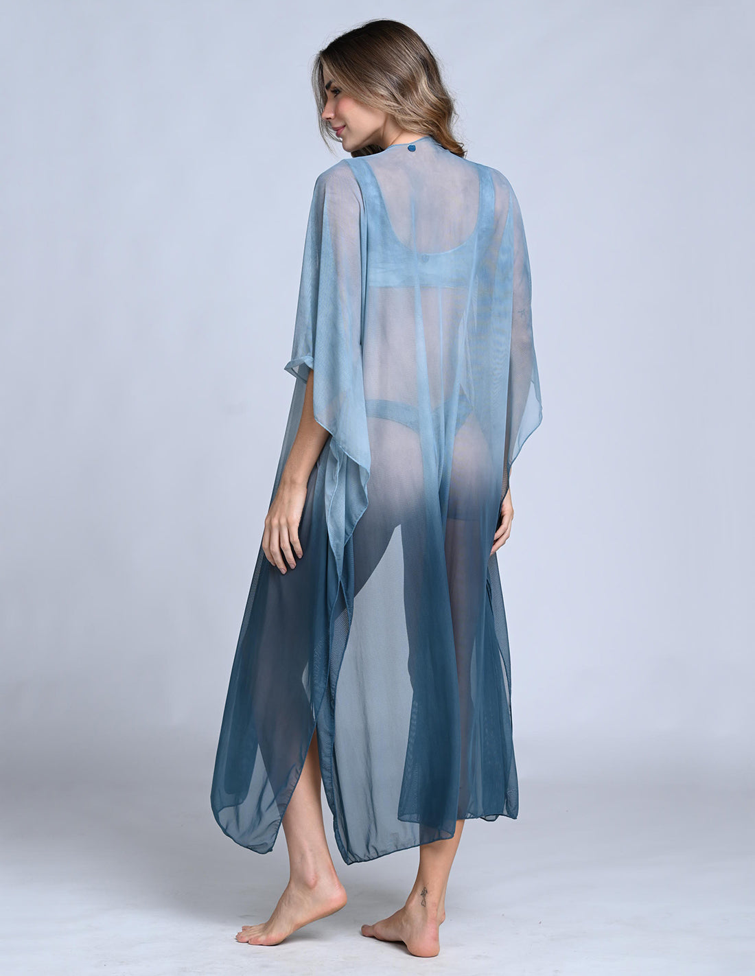 Fly Kimono Faded Dark Green. Hand-Dyed Kimono In Faded Dark Green