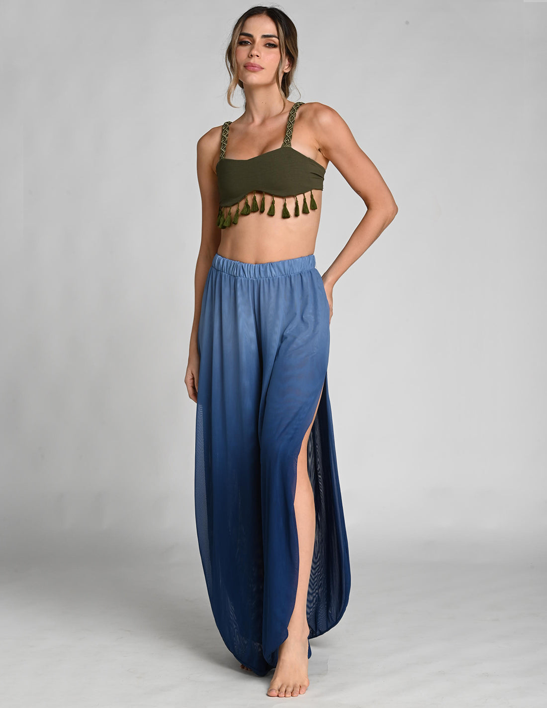 Anila Pant Faded Oil Blue. Hand-Dyed Pant In Faded Oil Blue