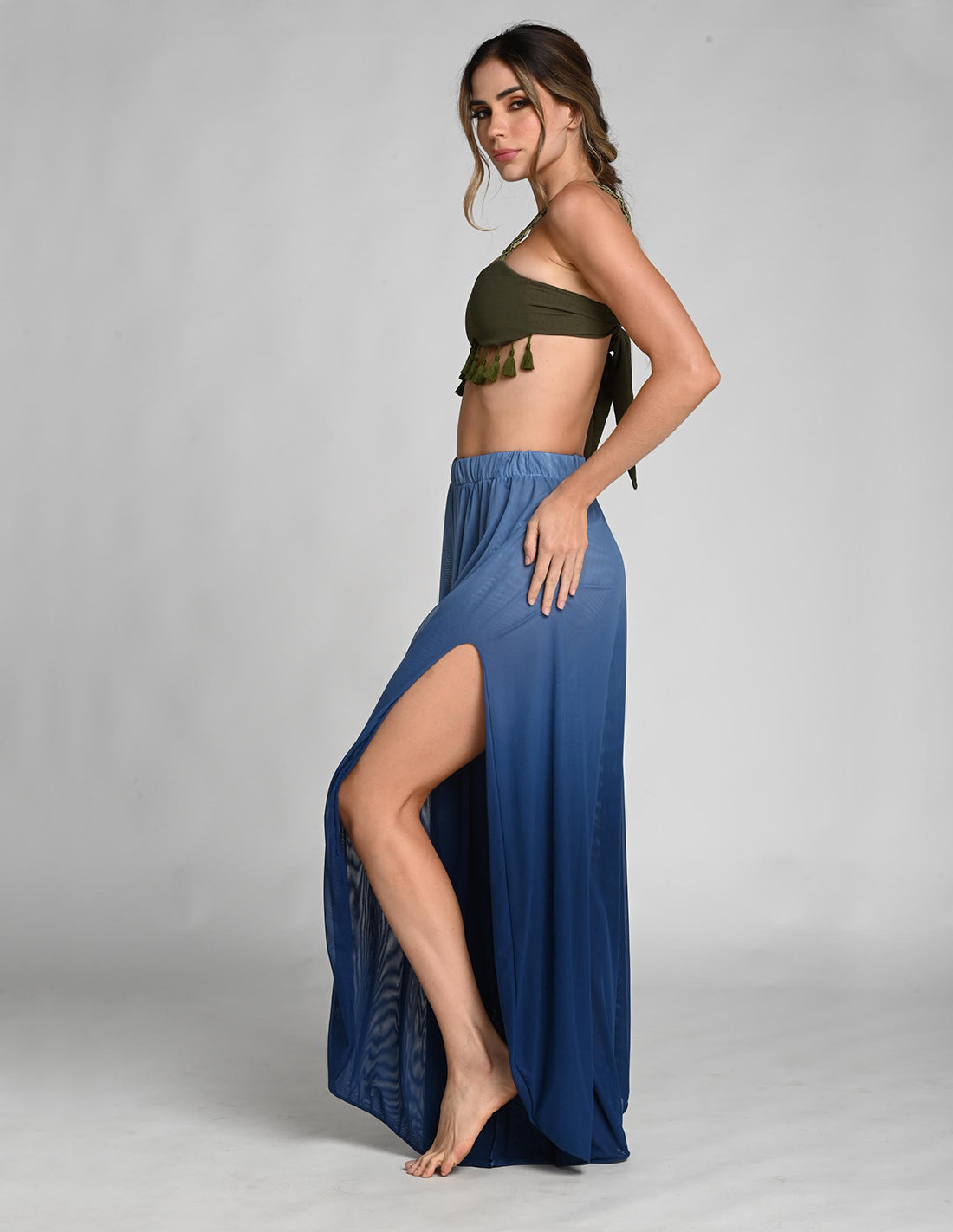 Anila Pant Faded Oil Blue. Hand-Dyed Pant In Faded Oil Blue