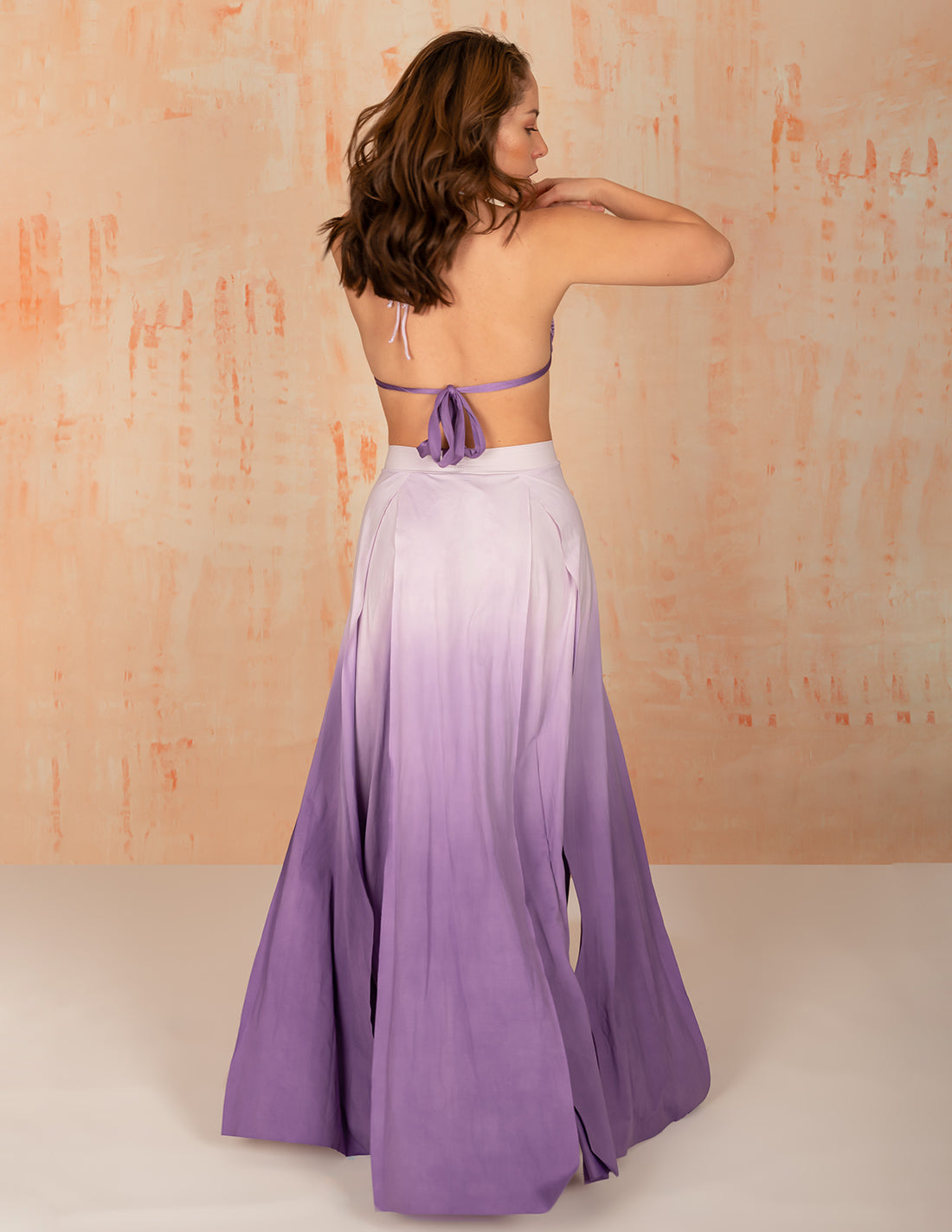 Stripe Skirt Mind Purple. Hand-Dyed Skirt In Mind Purple. Entreaguas