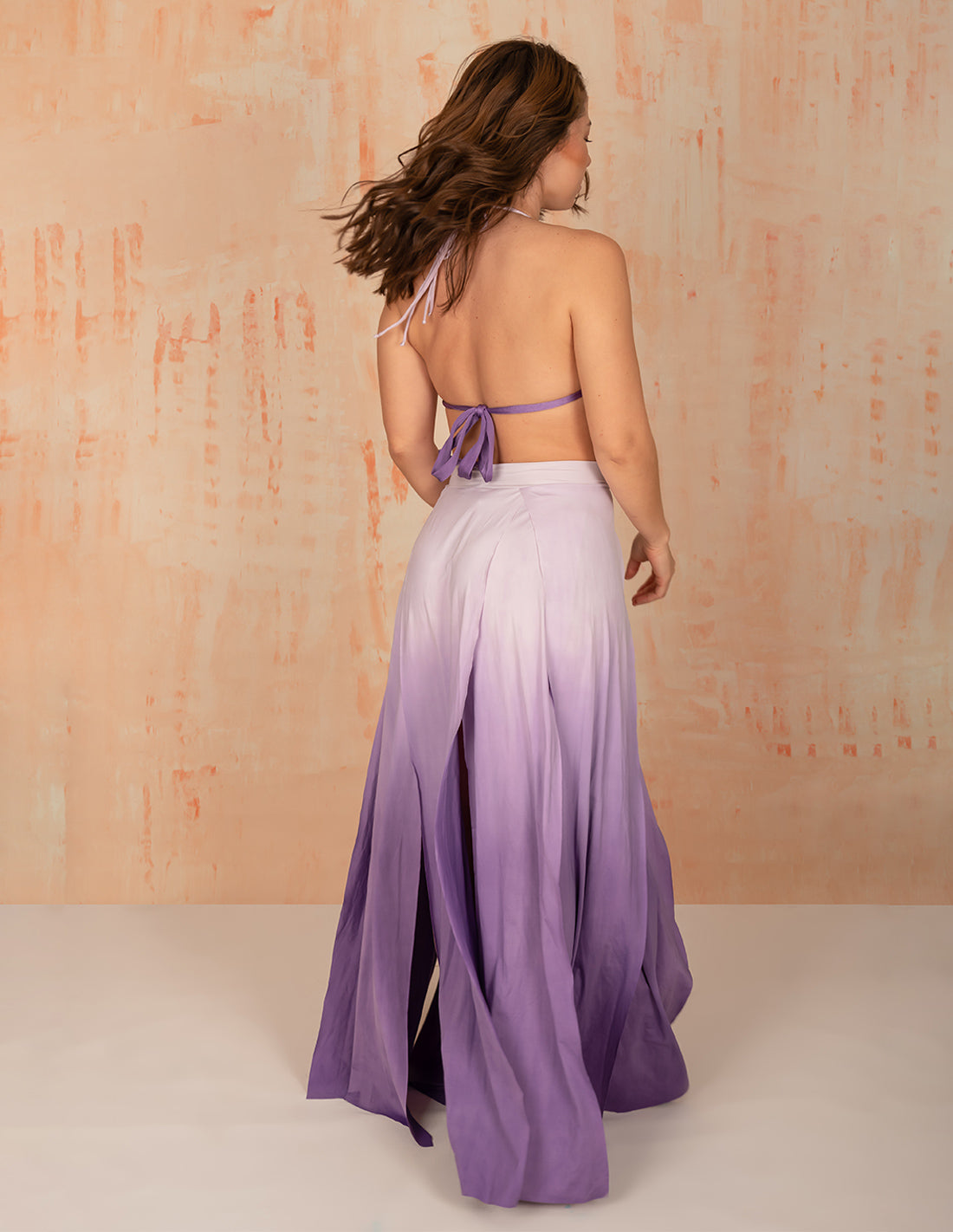 Stripe Skirt Mind Purple. Hand-Dyed Skirt In Mind Purple. Entreaguas