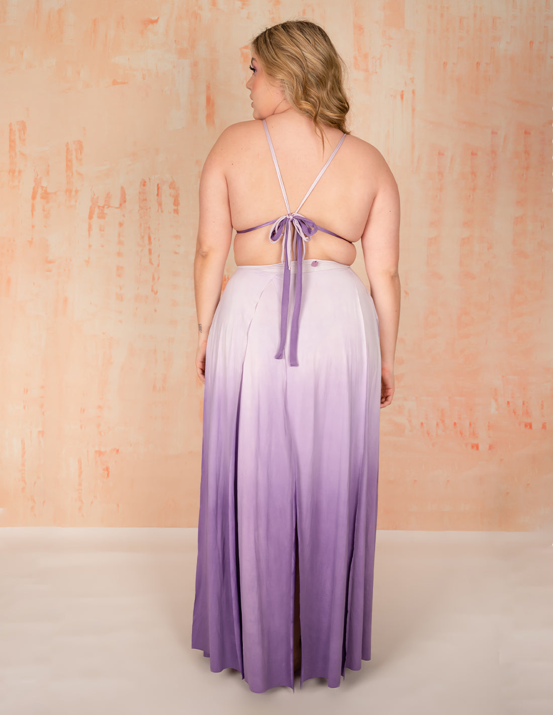 Stripe Skirt Mind Purple. Hand-Dyed Skirt In Mind Purple. Entreaguas