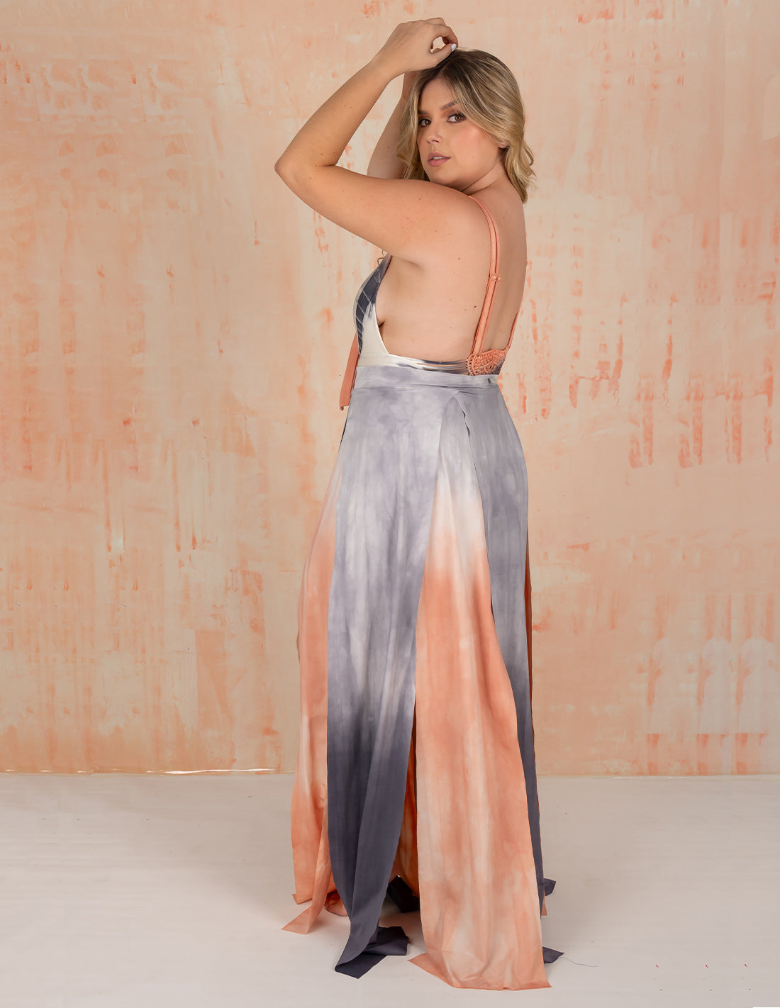 Stripe Skirt Salmon + Black. Hand-Dyed Skirt In Salmon + Black. Entreaguas