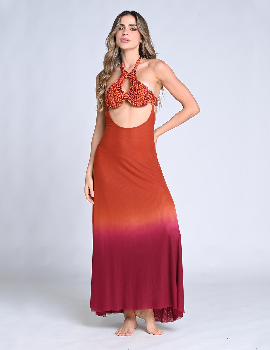 Sairi Skirt Burgundy + Ochre. Hand-Dyed Skirt In Burgundy + Ochre