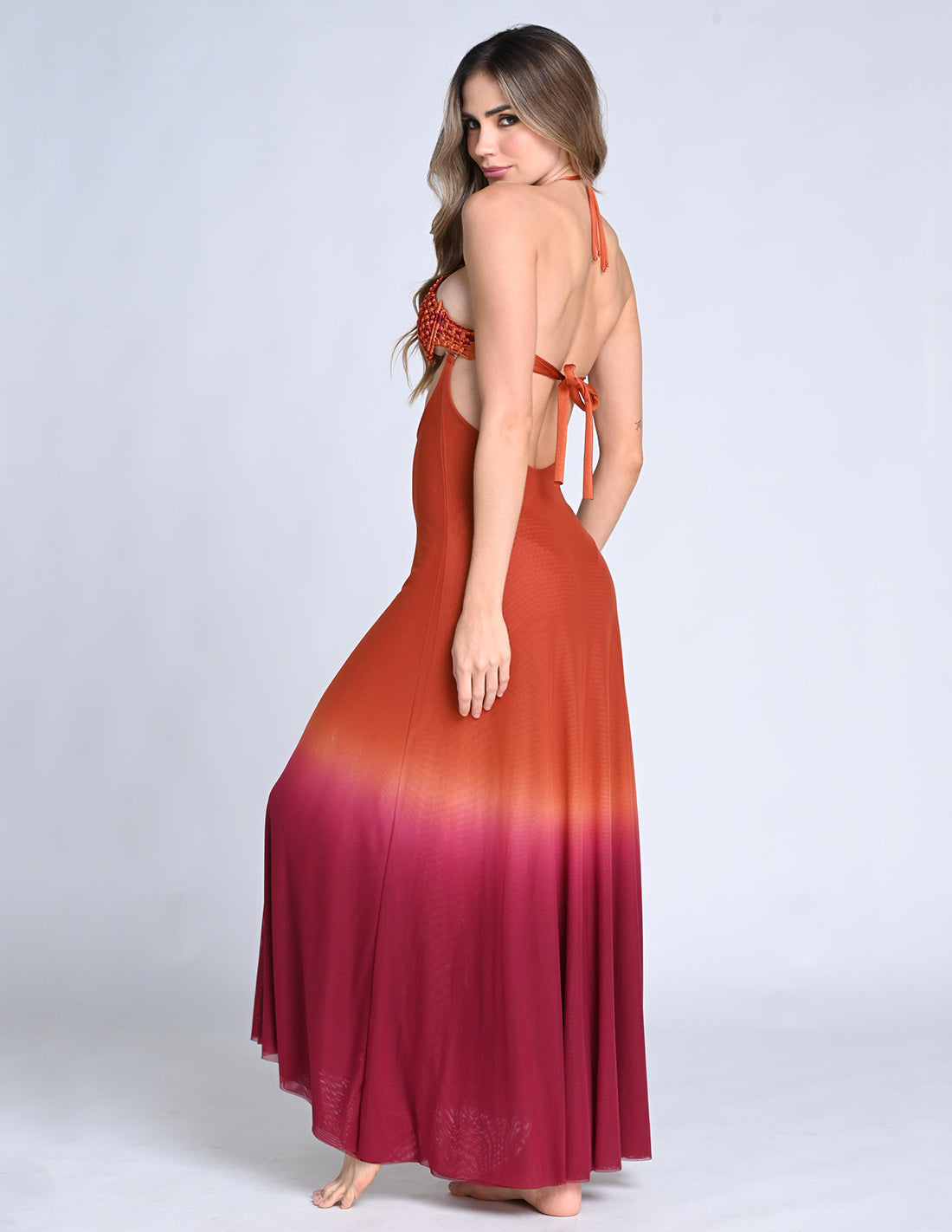 Sairi Skirt Burgundy + Ochre. Hand-Dyed Skirt In Burgundy + Ochre