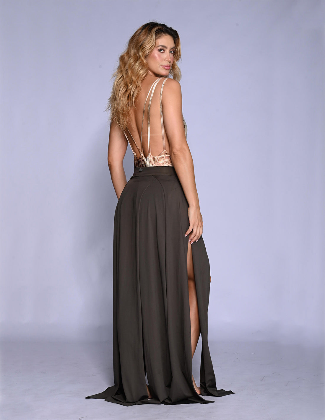 Stripe Skirt Bali Brown. Hand-Dyed Skirt In Bali Brown