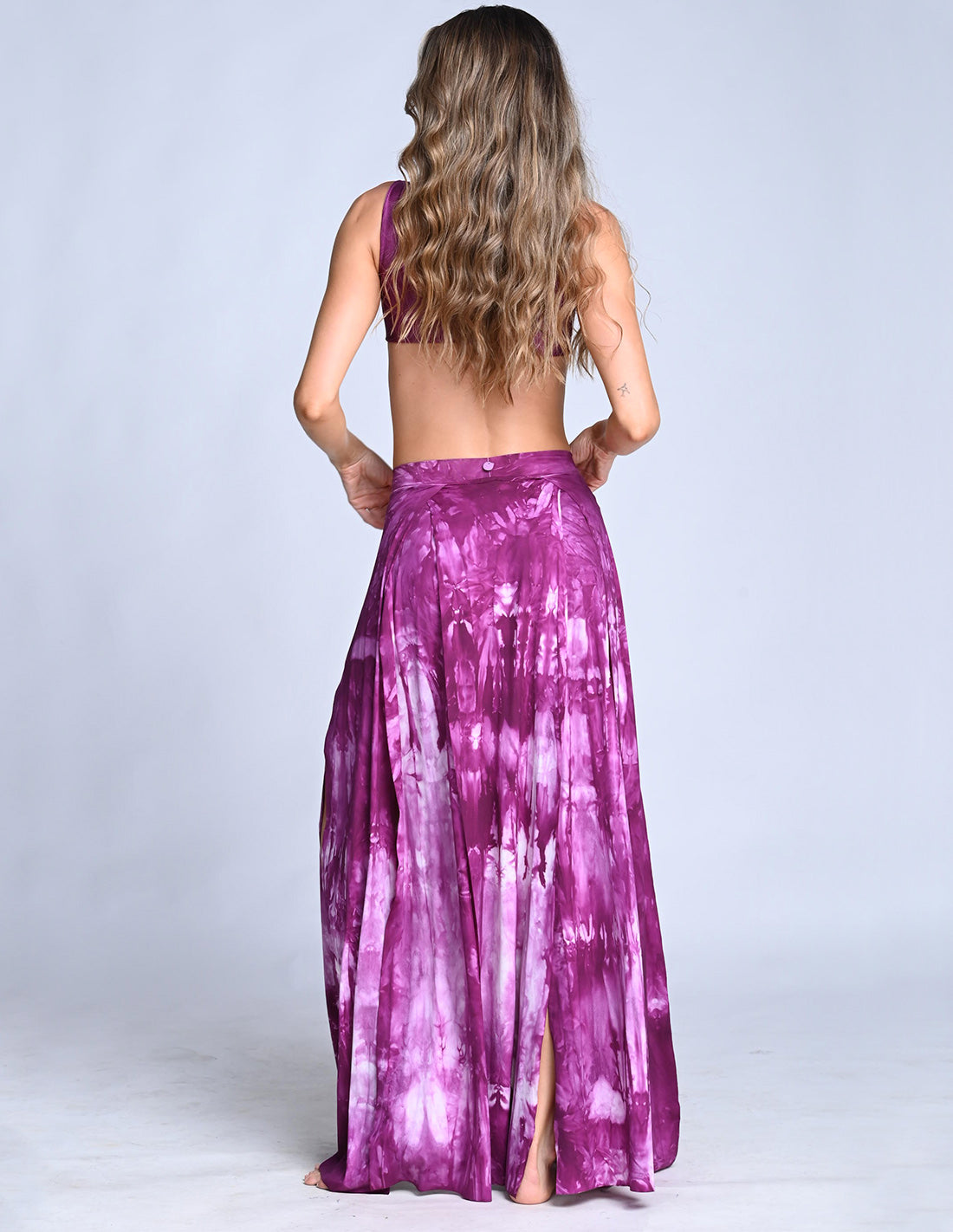 Stripe Skirt Spotted Violet. Hand-Dyed Skirt In Spotted Violet