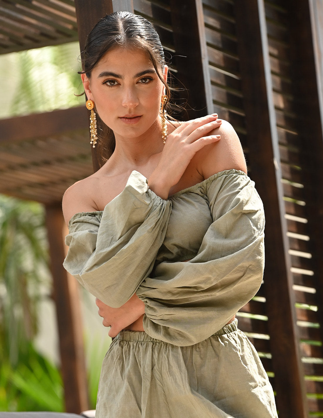 Alhi Blouse Army Green. Hand-Dyed Blouse In Army Green