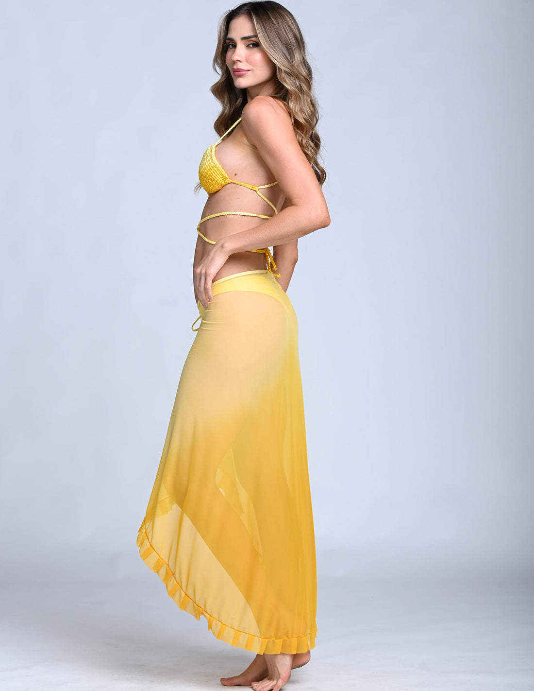 Calm Beach Wrap Faded Yellow. Hand-Dyed Beach Wrap Cover-Up In Faded Yellow