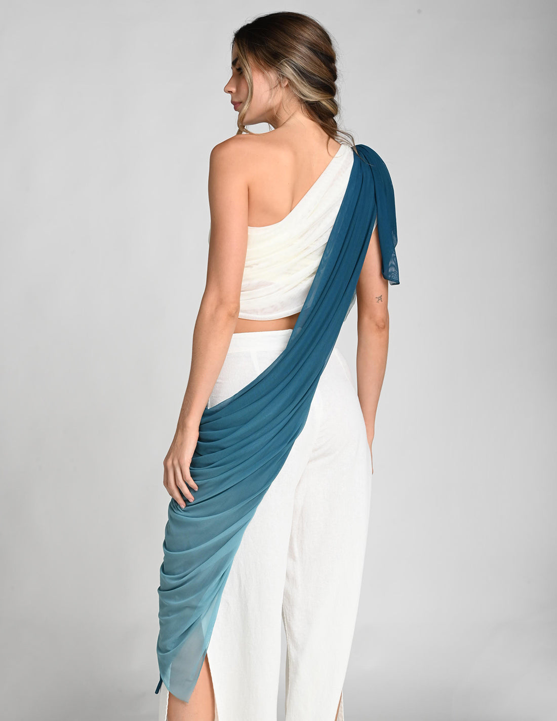 Prana Pashmina Faded Oil Blue. Hand-Dyed Pashmina In Faded Oil Blue