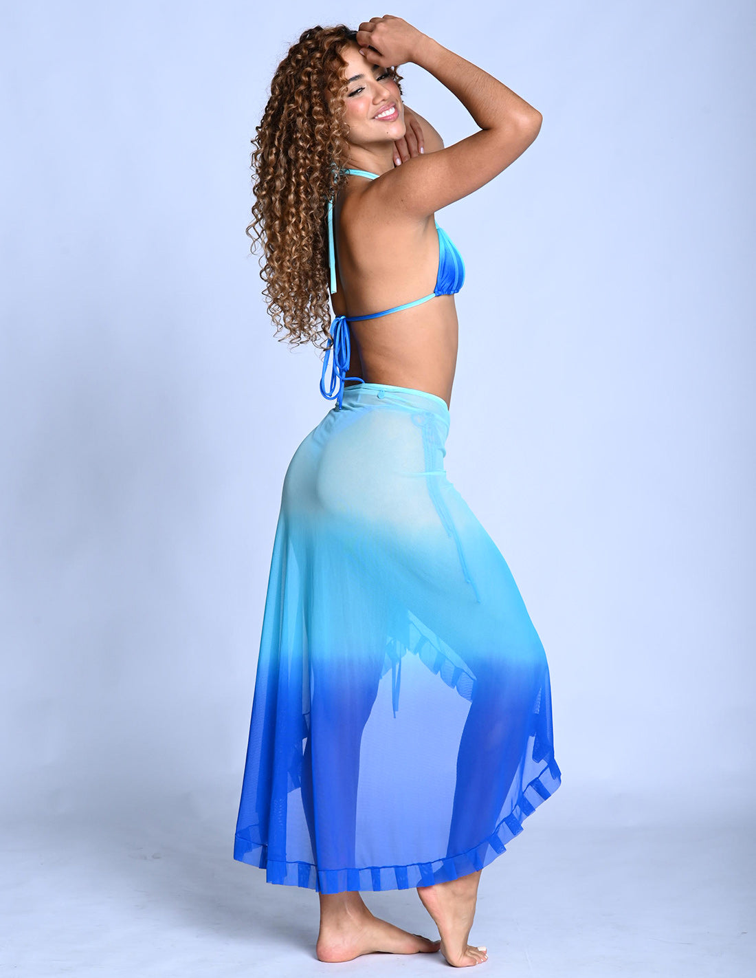 Calm Beach Wrap Turquoise + King Blue. Hand-Dyed Beach Wrap Cover-Up In Turquoise + King Blue