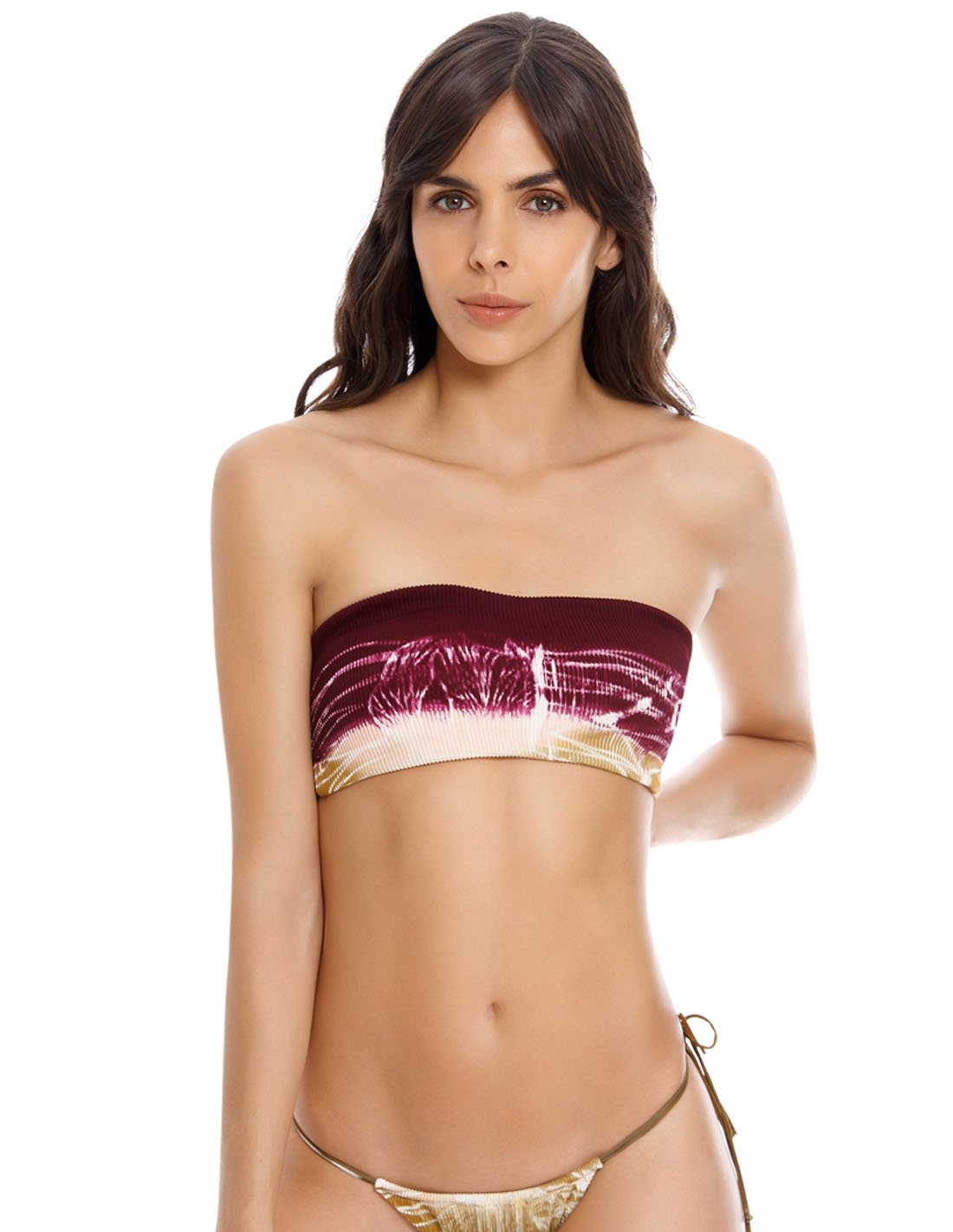 Lirio Del Monte Top. Hand-Dyed Bikini Top In Orchide Wilde Wine+Olive. Entreaguas
