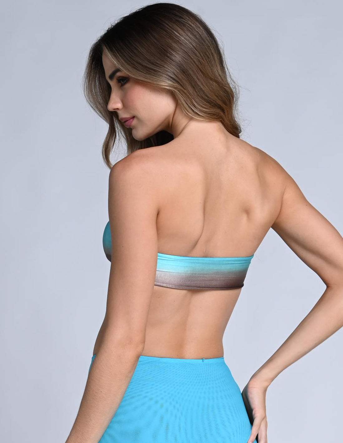 Isha Top Turquoise + Brown. Hand-Dyed Bikini Top In Turquoise + Brown