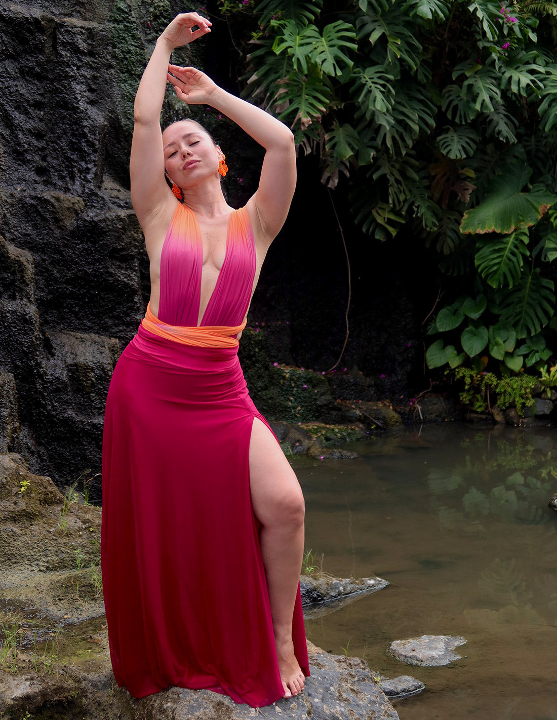 Outfit: Hydra One Piece & Fall Skirt Tangerine + Burgundy