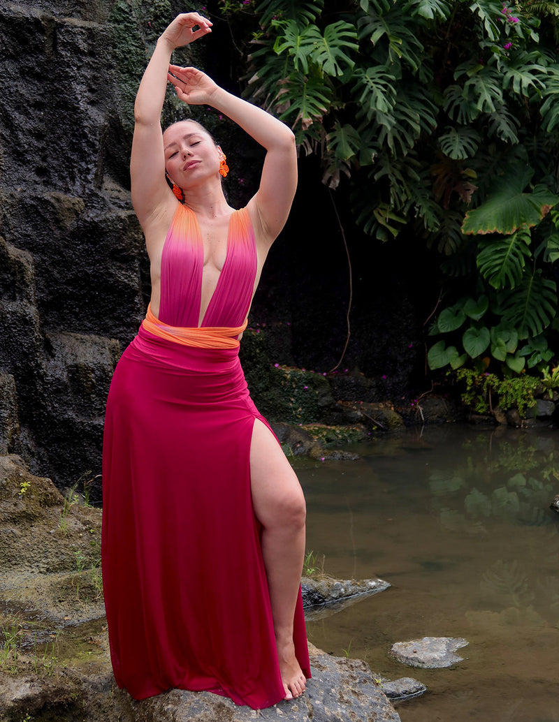 Outfit: Hydra One Piece & Fall Skirt Tangerine + Burgundy