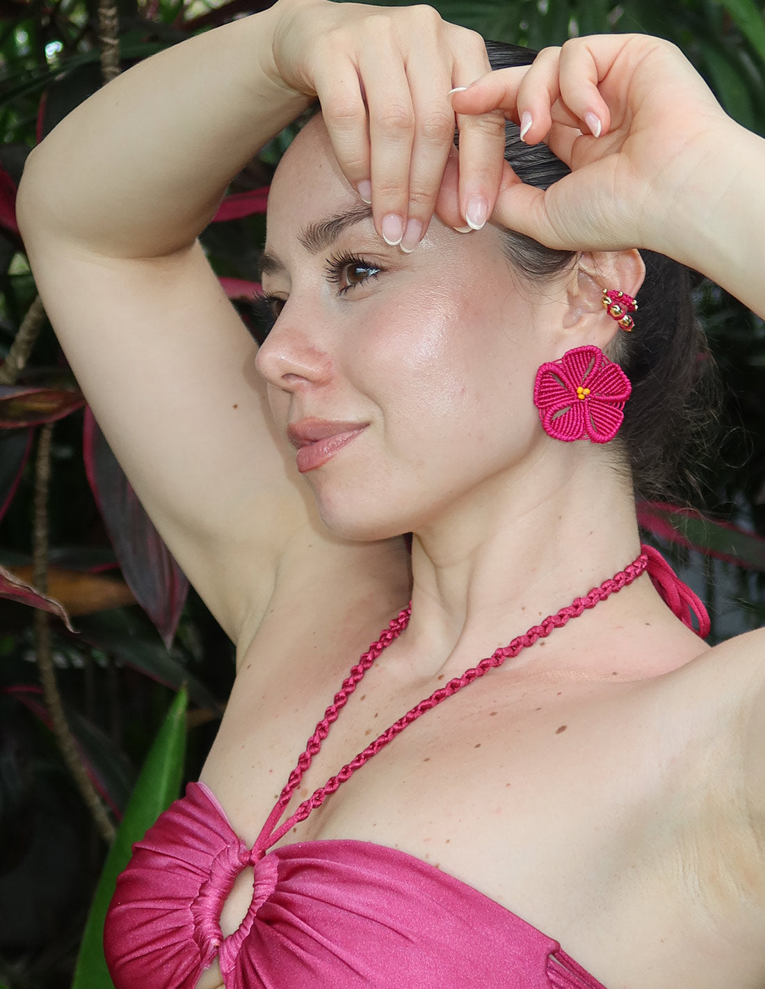 Bunga Earring Fuchsia + Orange