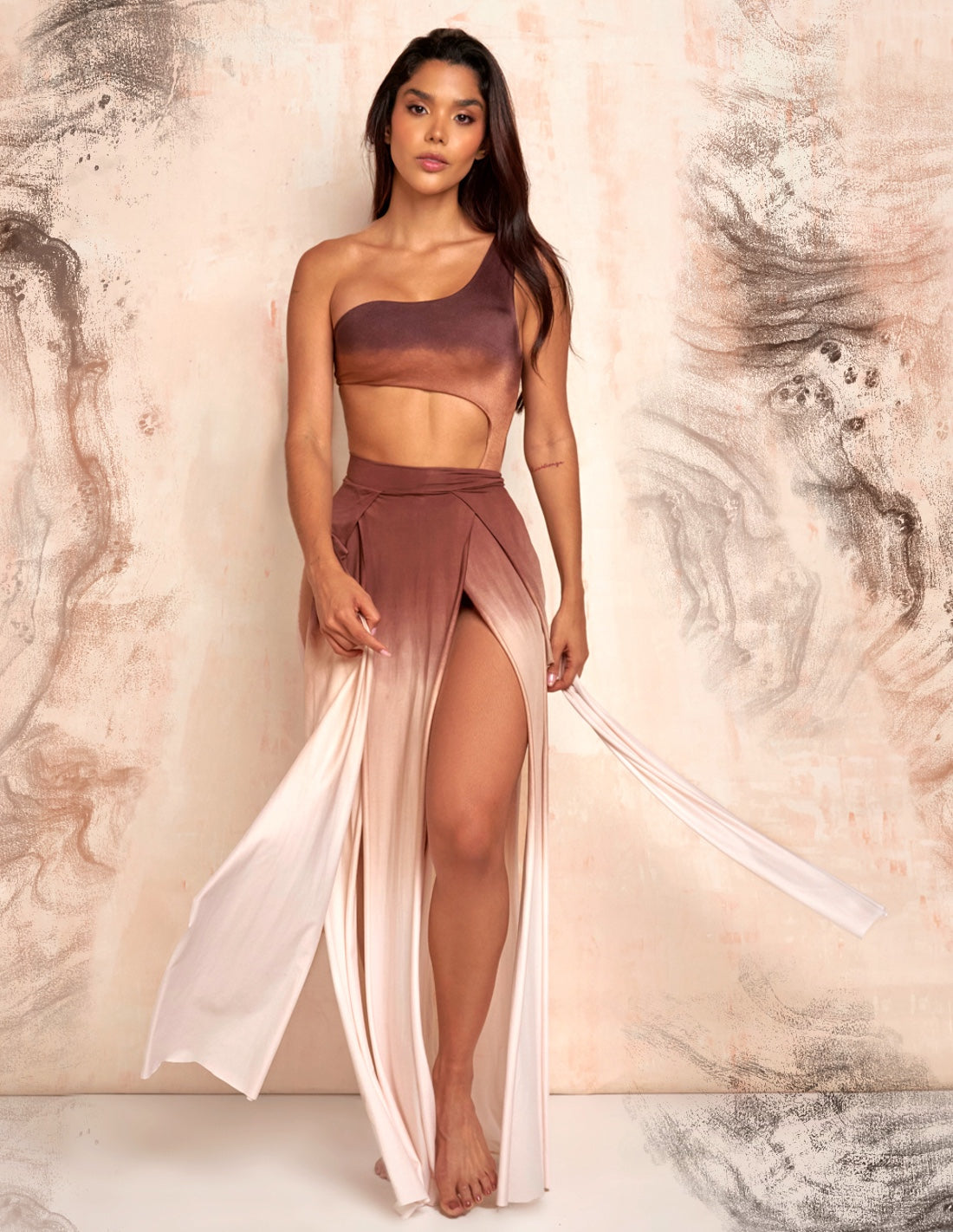 Stripe Skirt Faded Brown + Vanilla