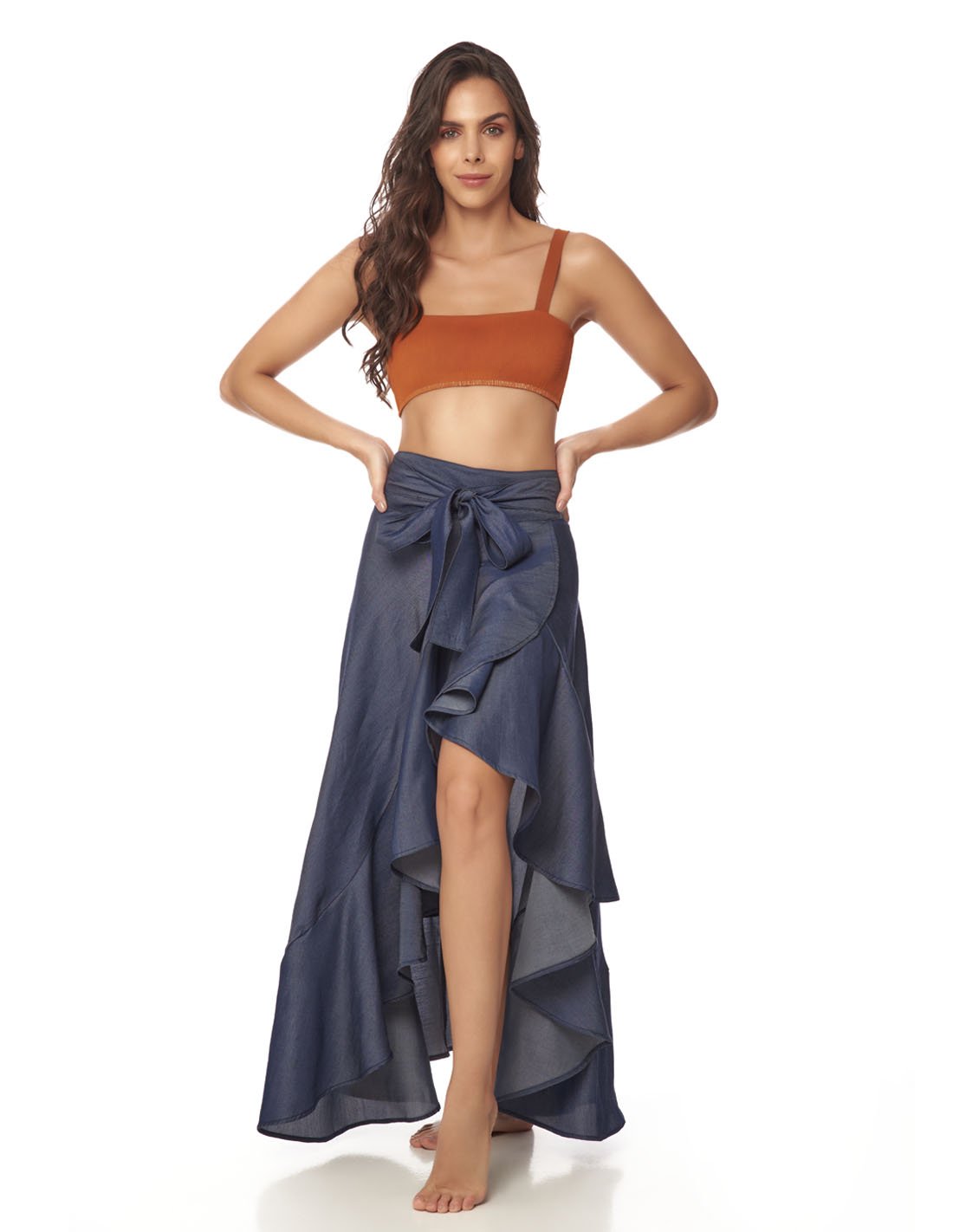 Chill Skirt Denim Blue. Hand-Dyed Beach Skirt In Denim Blue. Entreaguas