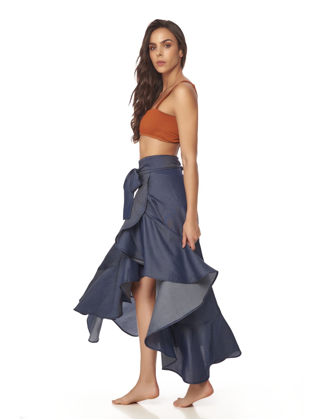 Chill Skirt Denim Blue. Hand-Dyed Beach Skirt In Denim Blue. Entreaguas