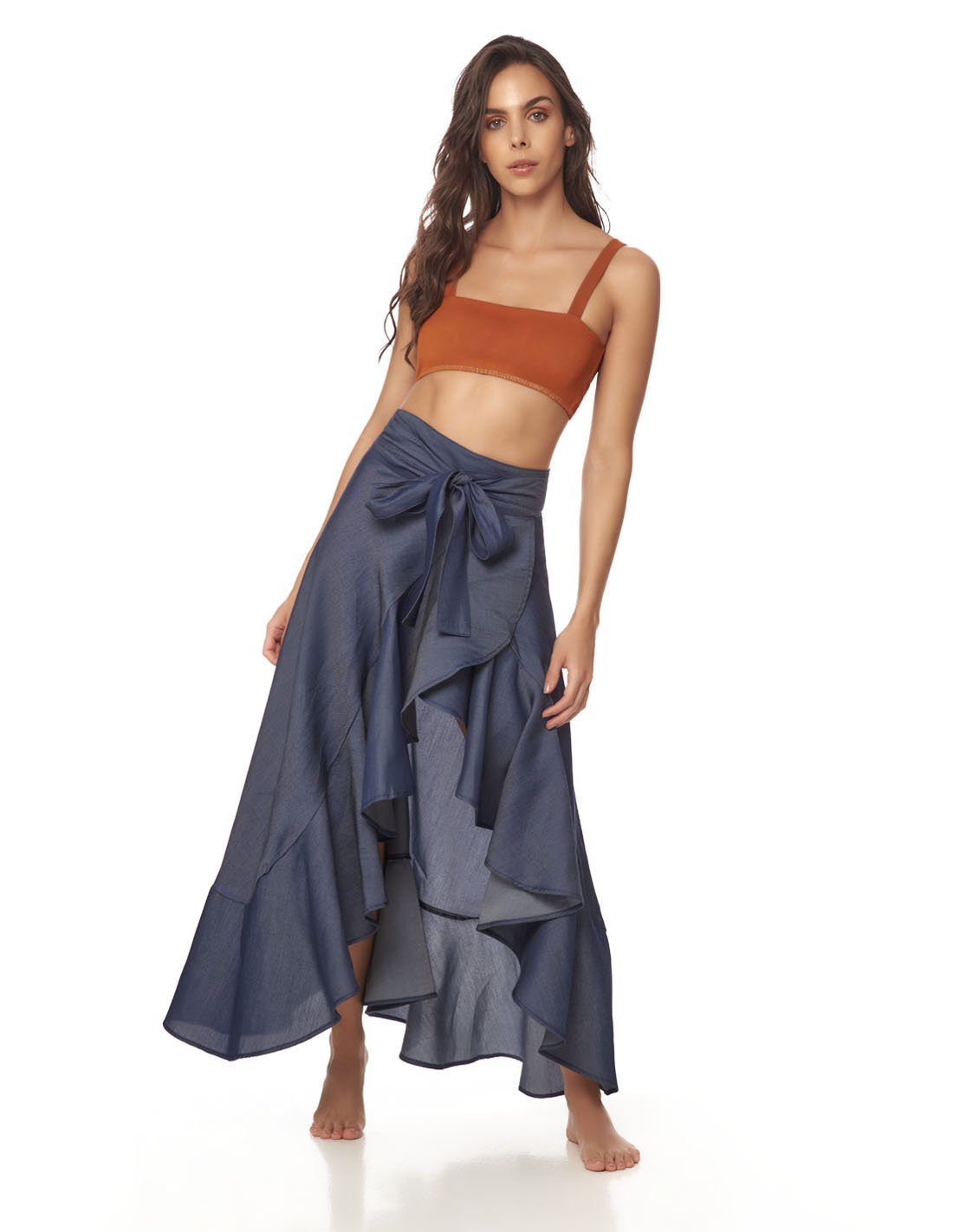 Chill Skirt Denim Blue. Hand-Dyed Beach Skirt In Denim Blue. Entreaguas