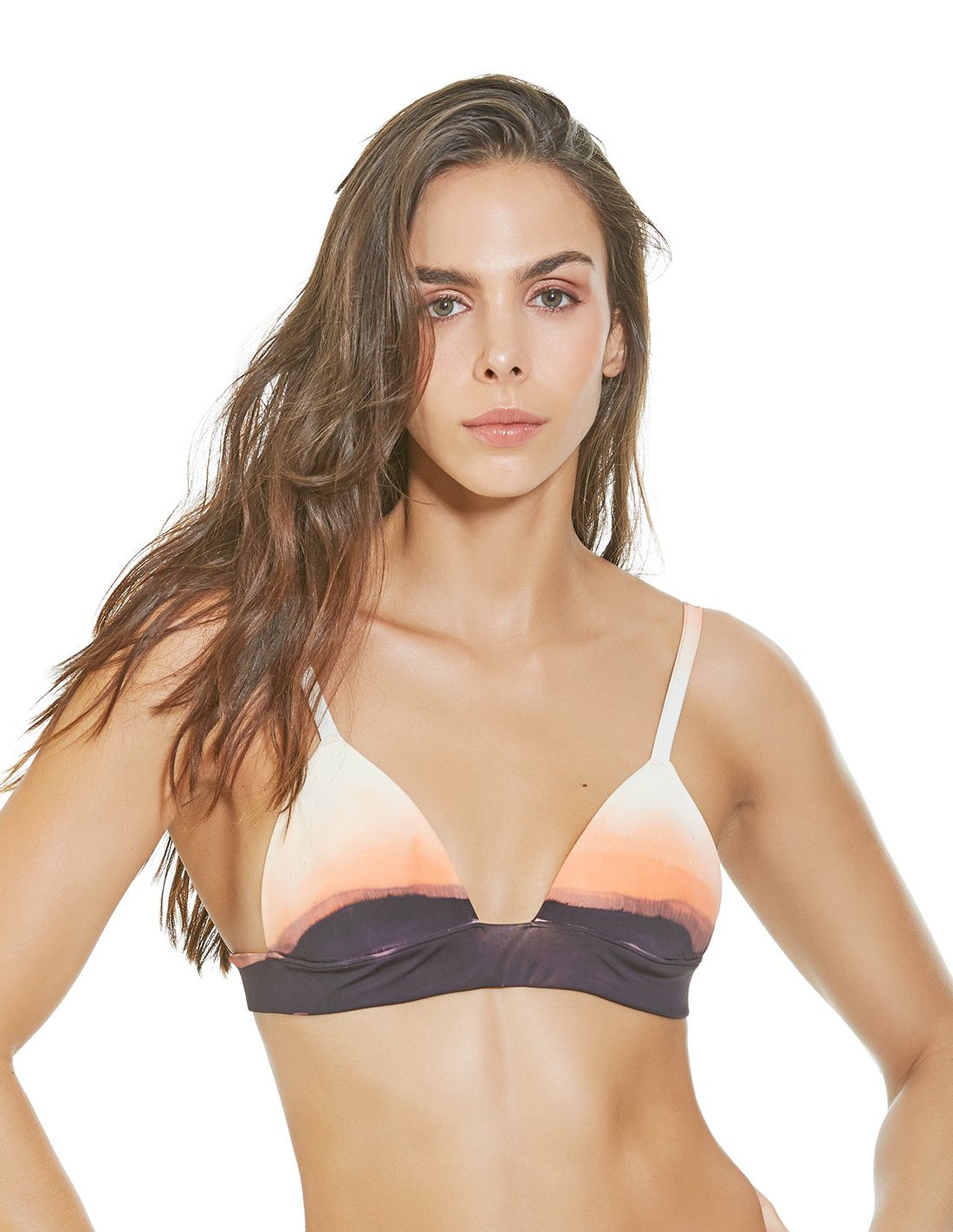 Ivory Salmon Dark Purple Top. Bikini Top In Ivory+Salmon+Dark Purple. Entreaguas