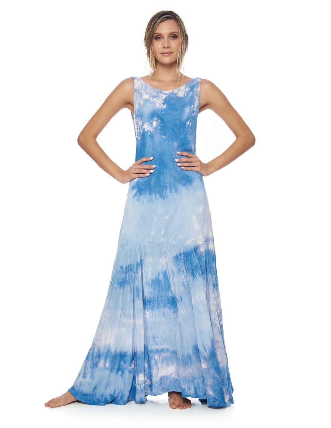 Ibo Dress Sky Ivory. Hand-Dyed Dress In Sky Ivory. Entreaguas