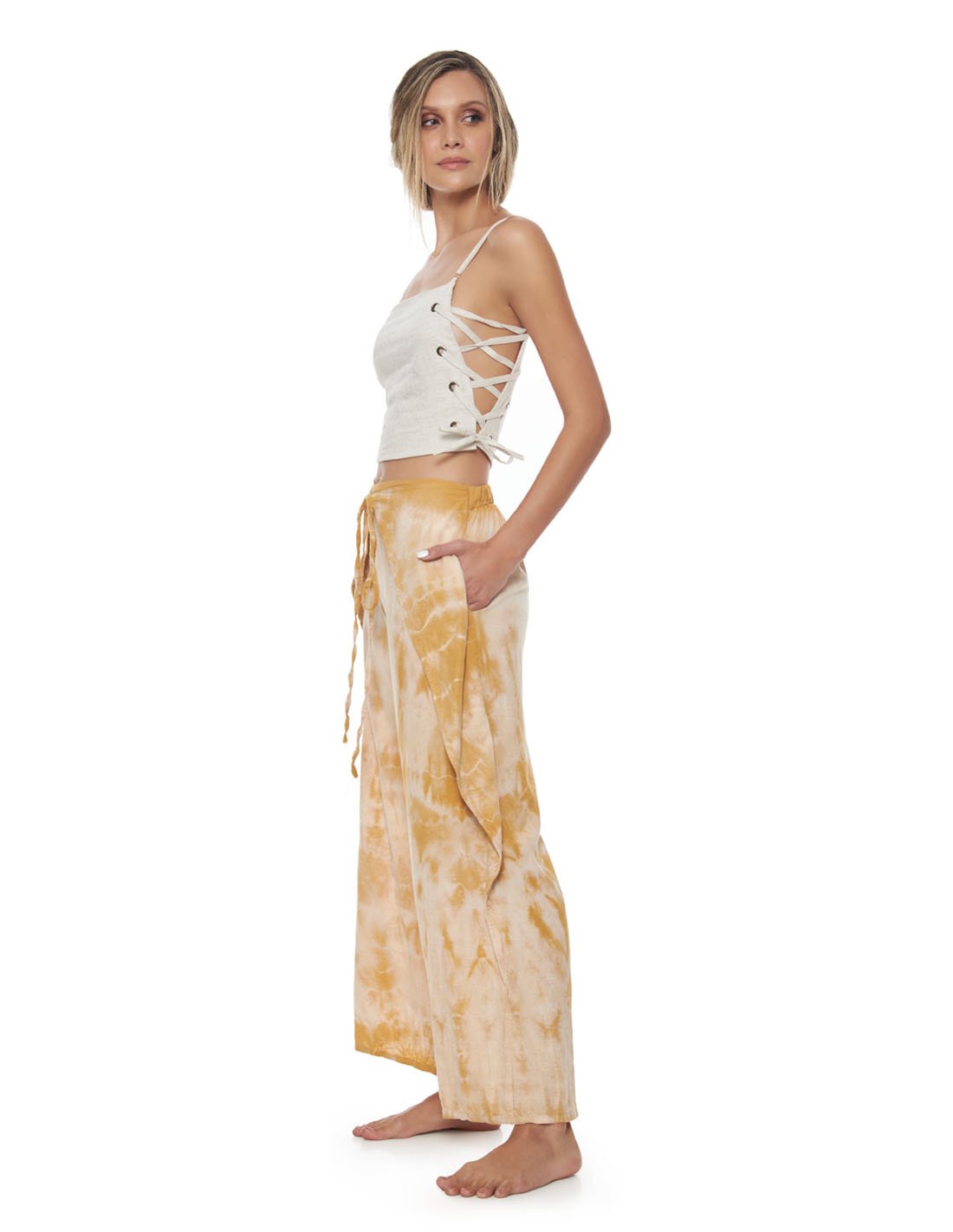 Diani Pant Giraffe Ivory. Hand-Dyed Beach Pant In Giraffe Ivory. Entreaguas