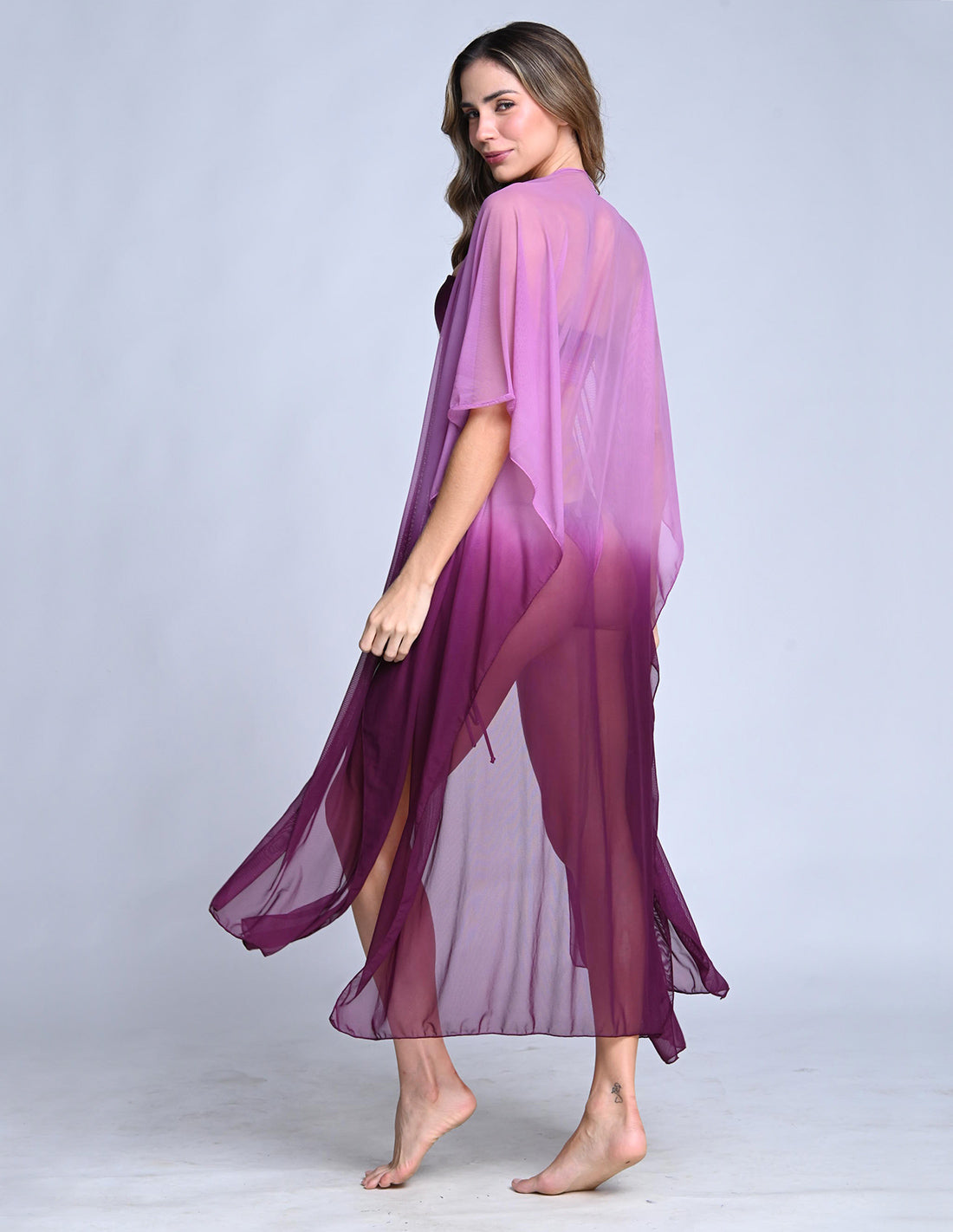 Fly Kimono Faded Violet. Hand-Dyed Kimono In Faded Violet