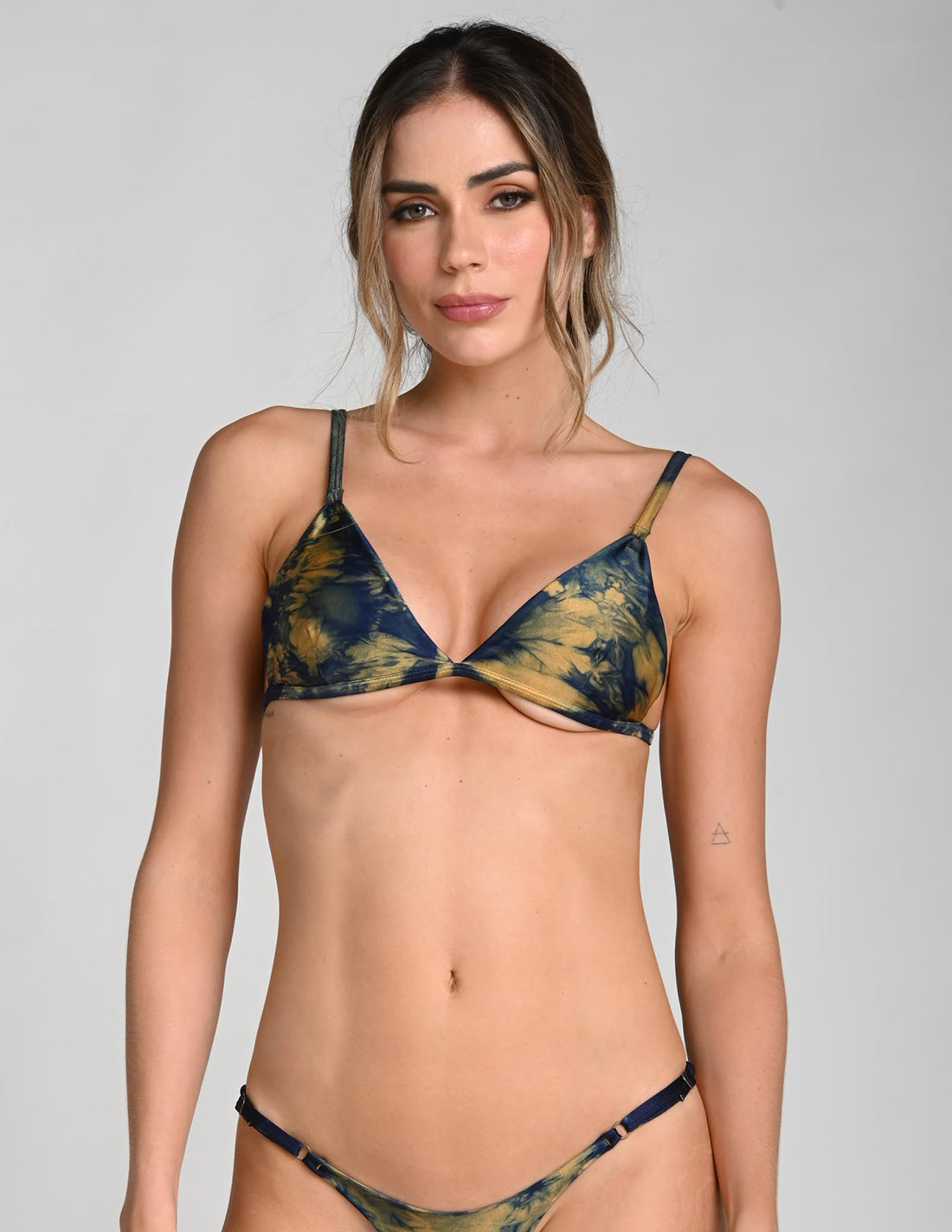 Sun Top Golden + Blue. Hand-Dyed Bikini Top In Golden + Blue