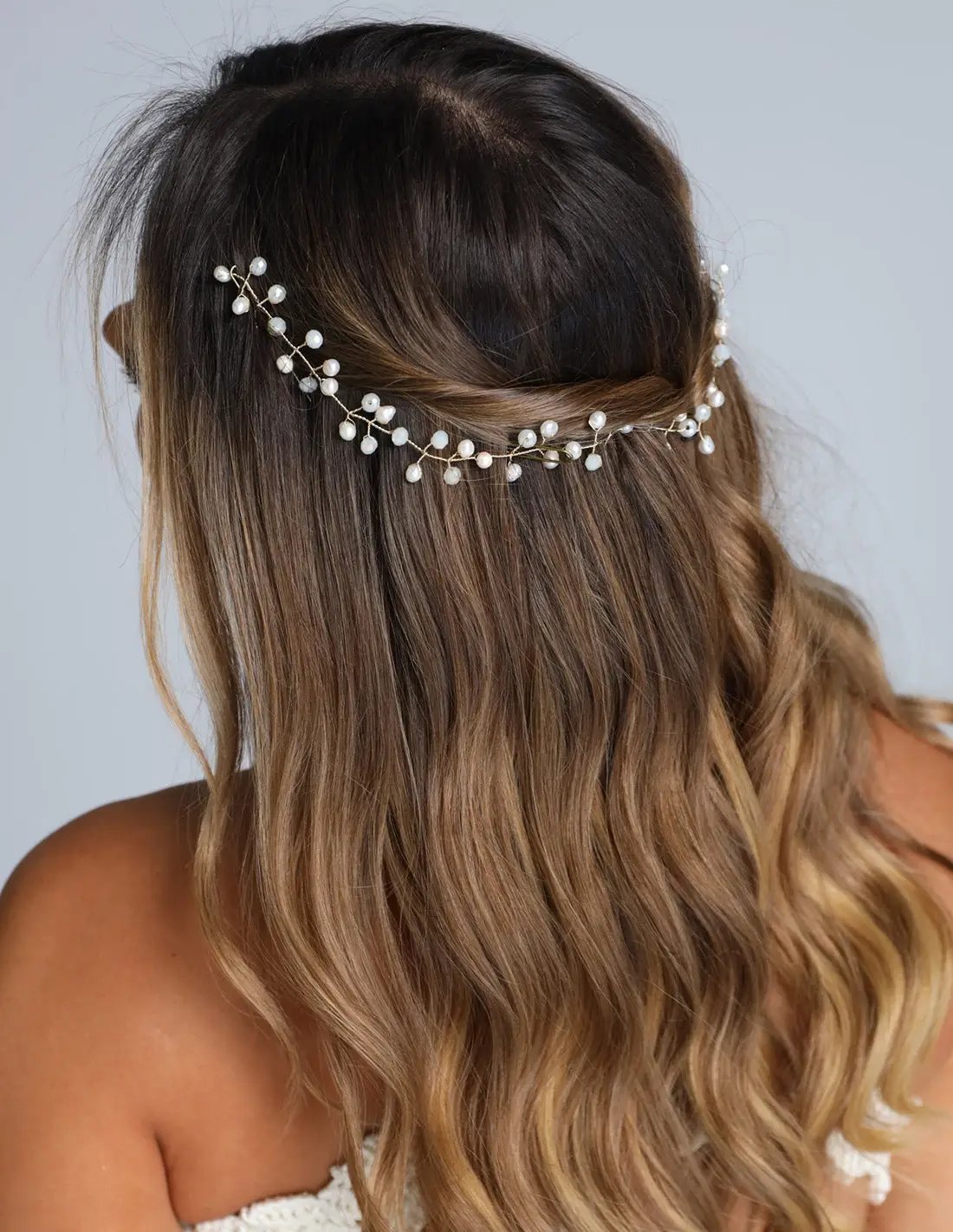 Martina Tiara Pearl + Crystal Ivory. Tiara In Pearl + Crystal Ivory
