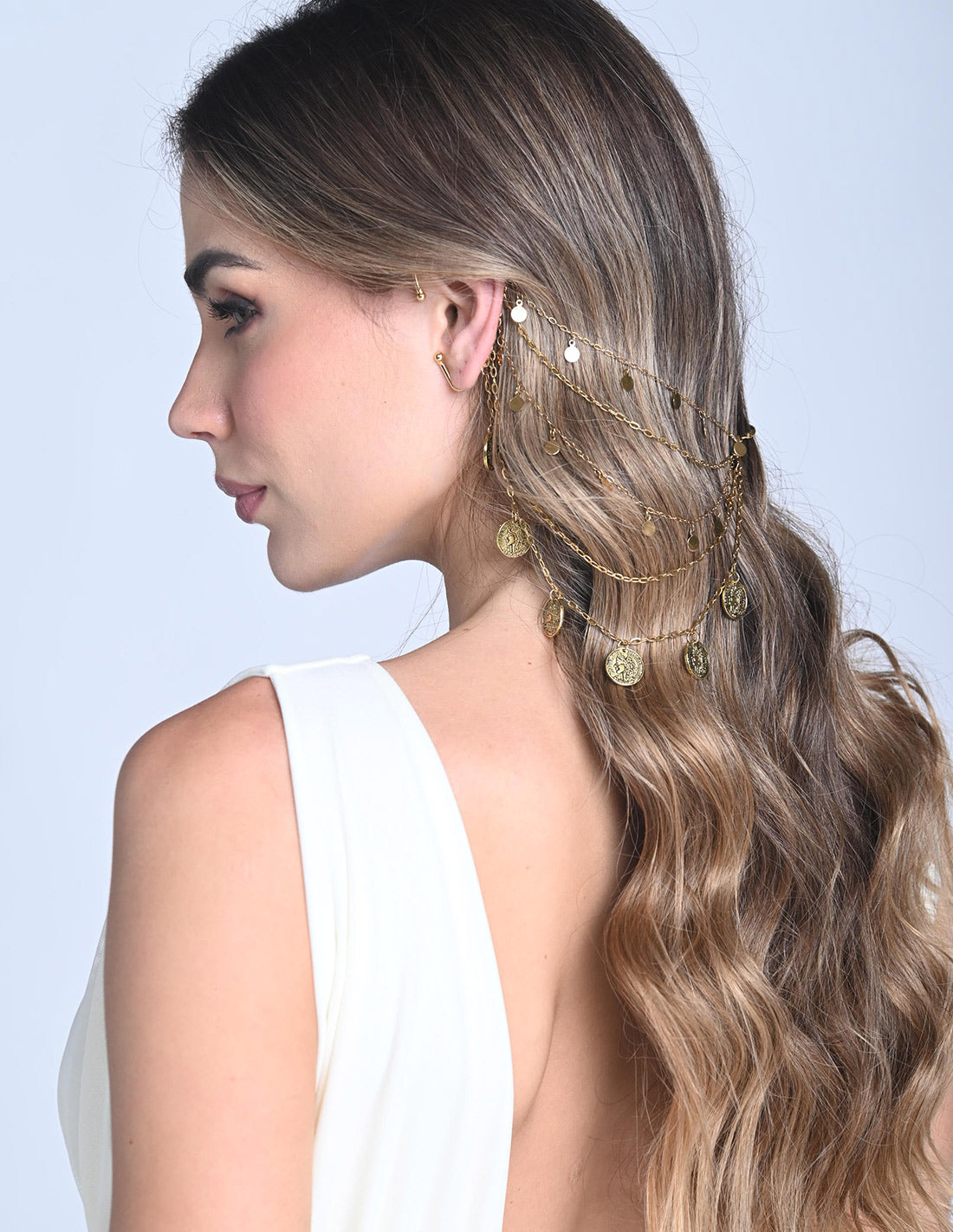 Devi Ear Chain Golden. Ear Chain In Golden