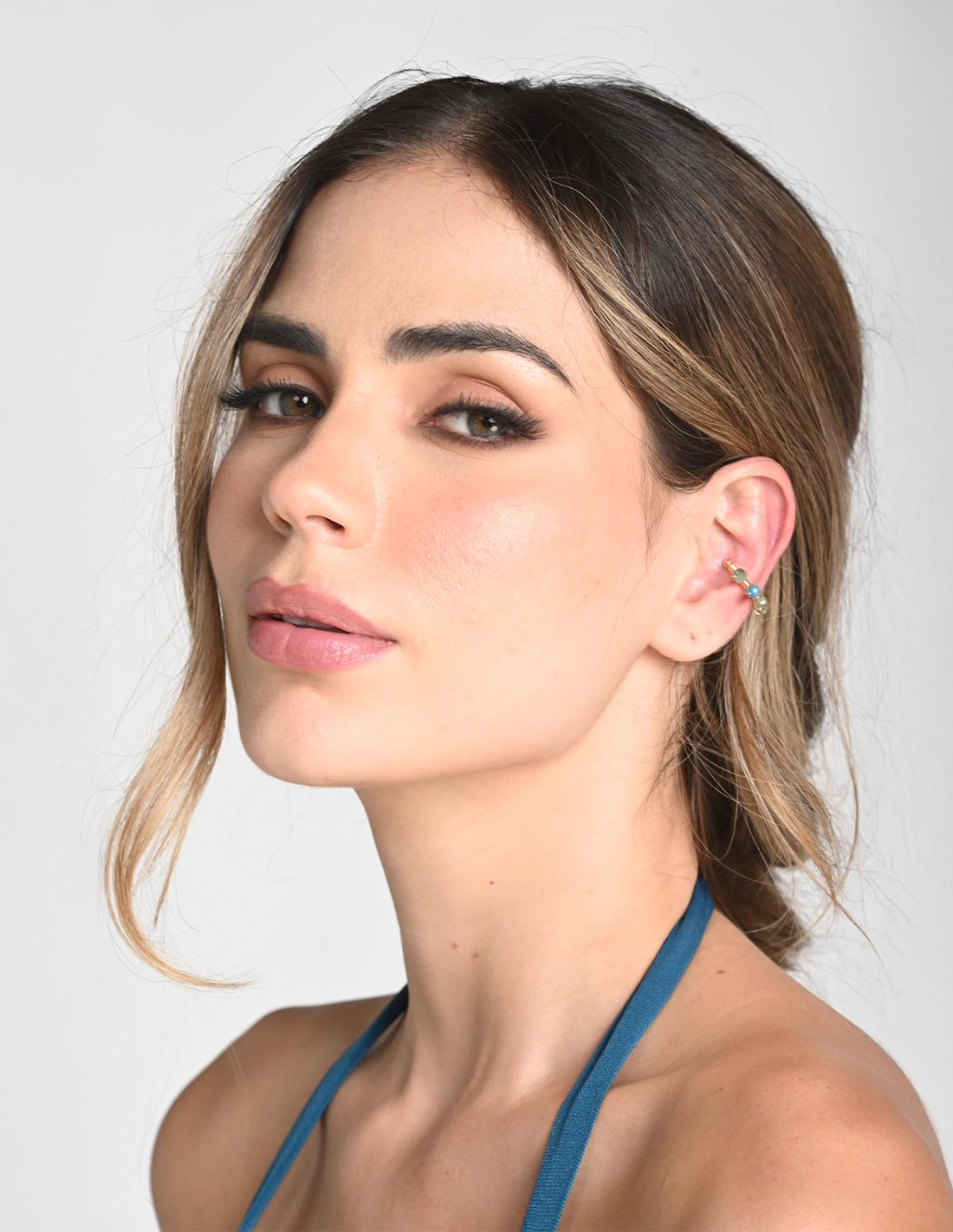 Jazmin Ear Cuff Mint Green + Ochre. Ear Cuff In Mint Green + Ochre