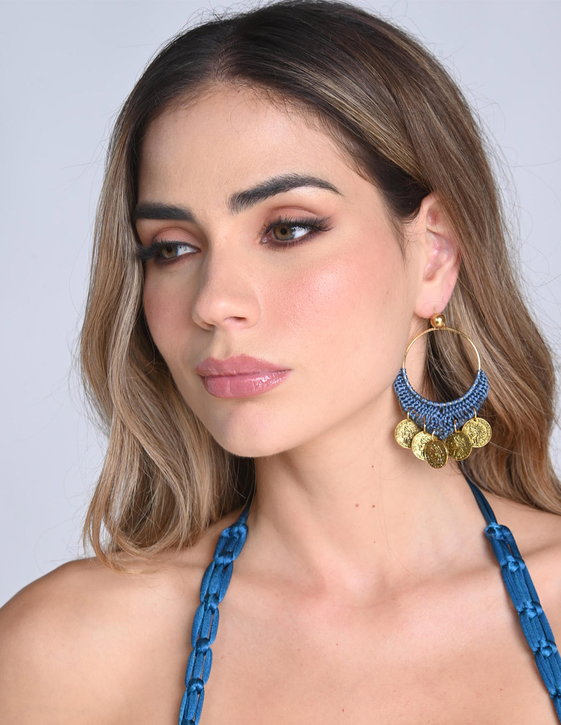 Asha Earring Oil Blue. Earring In Oil Blue