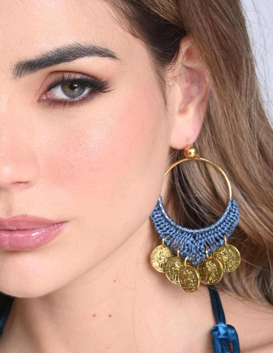 Asha Earring Oil Blue. Earring In Oil Blue